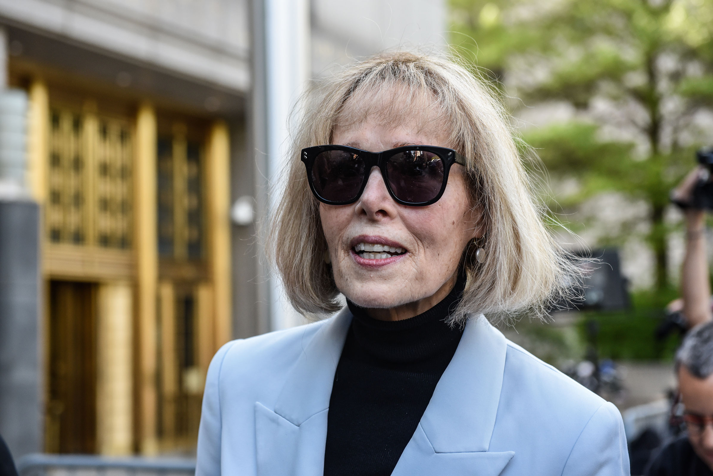 E. Jean Carroll leaves following her trial at Manhattan Federal Court on May 8, 2023 in New York City.