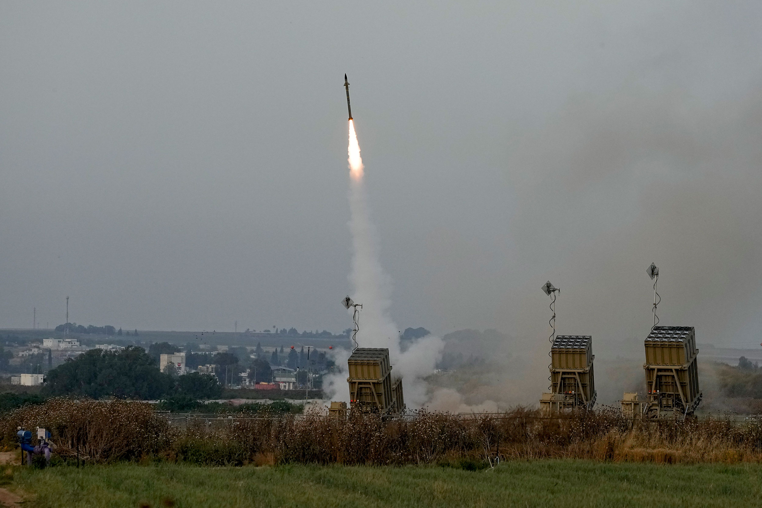 Israel's Iron Dome anti-missile system fires to intercept a rocket launched from the Gaza Strip towards Israel, near Sderot, Israel, on May 11, 2023.