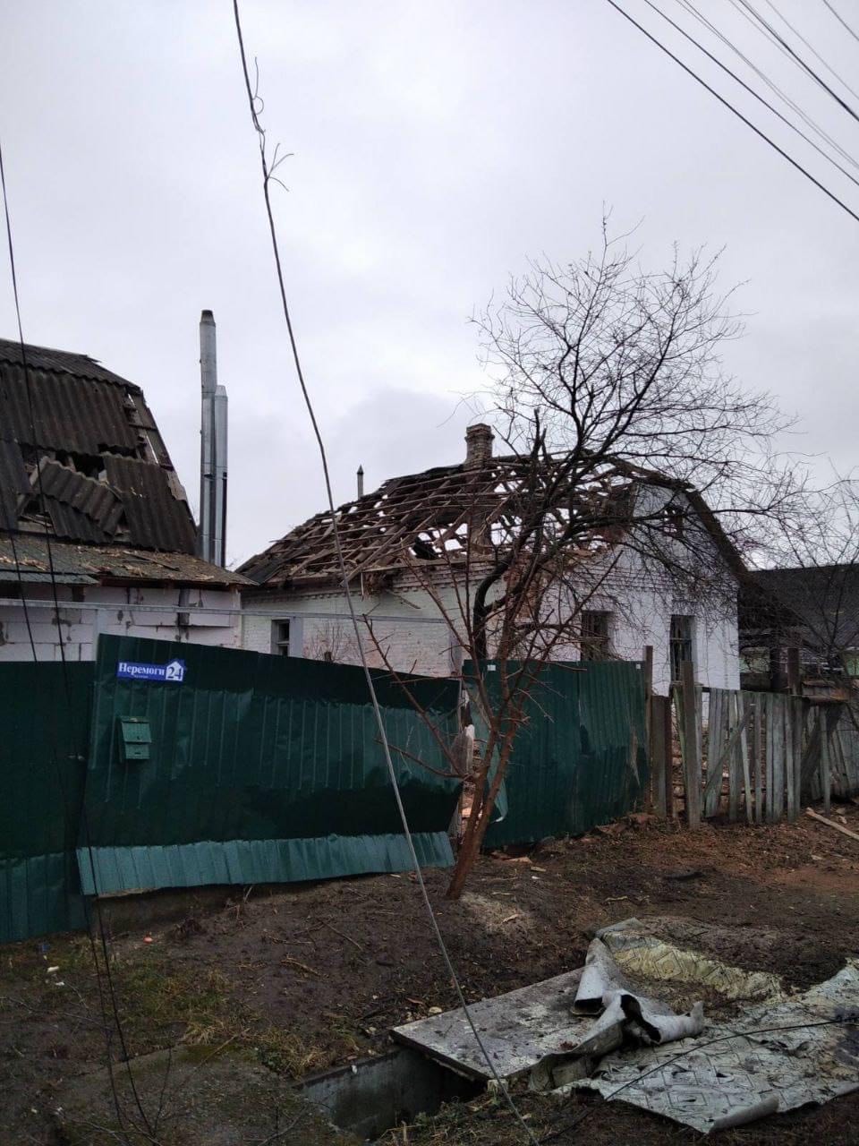 The damage in Yaroslava Kaminska's home village.