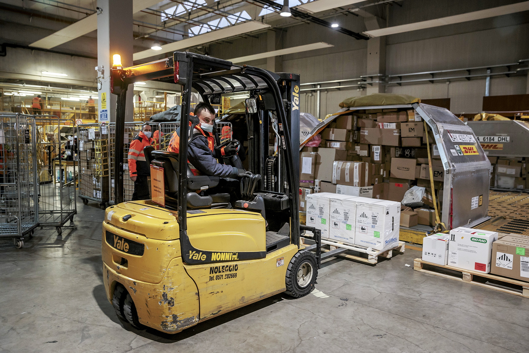 Pfizer-BioNTech vaccine supplies arrive at the Pisa International Airport in Italy, on January 12. 