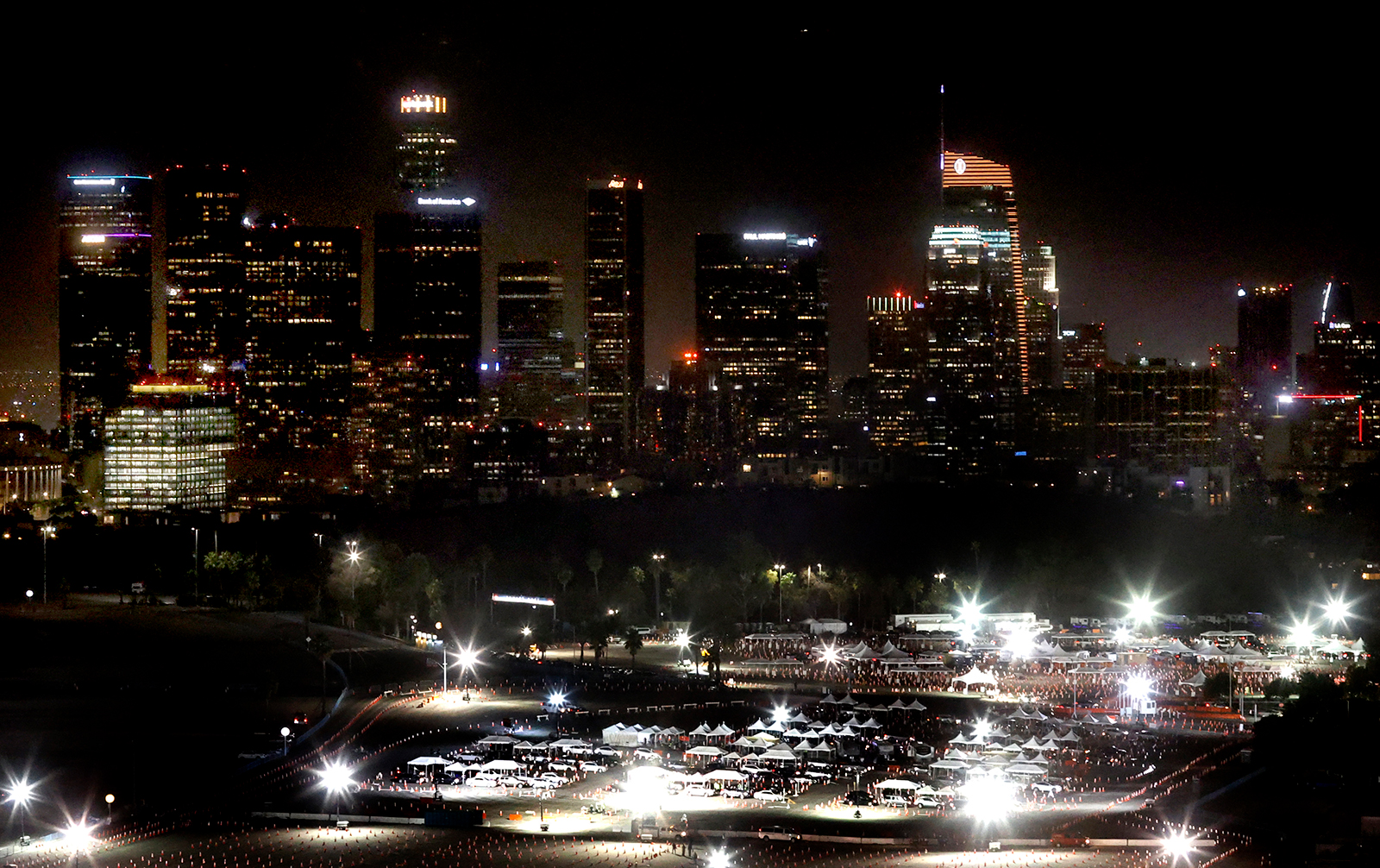 Dodger Stadium Covid-19 Testing and Vaccination site is seen in Los Angeles, on January 19.