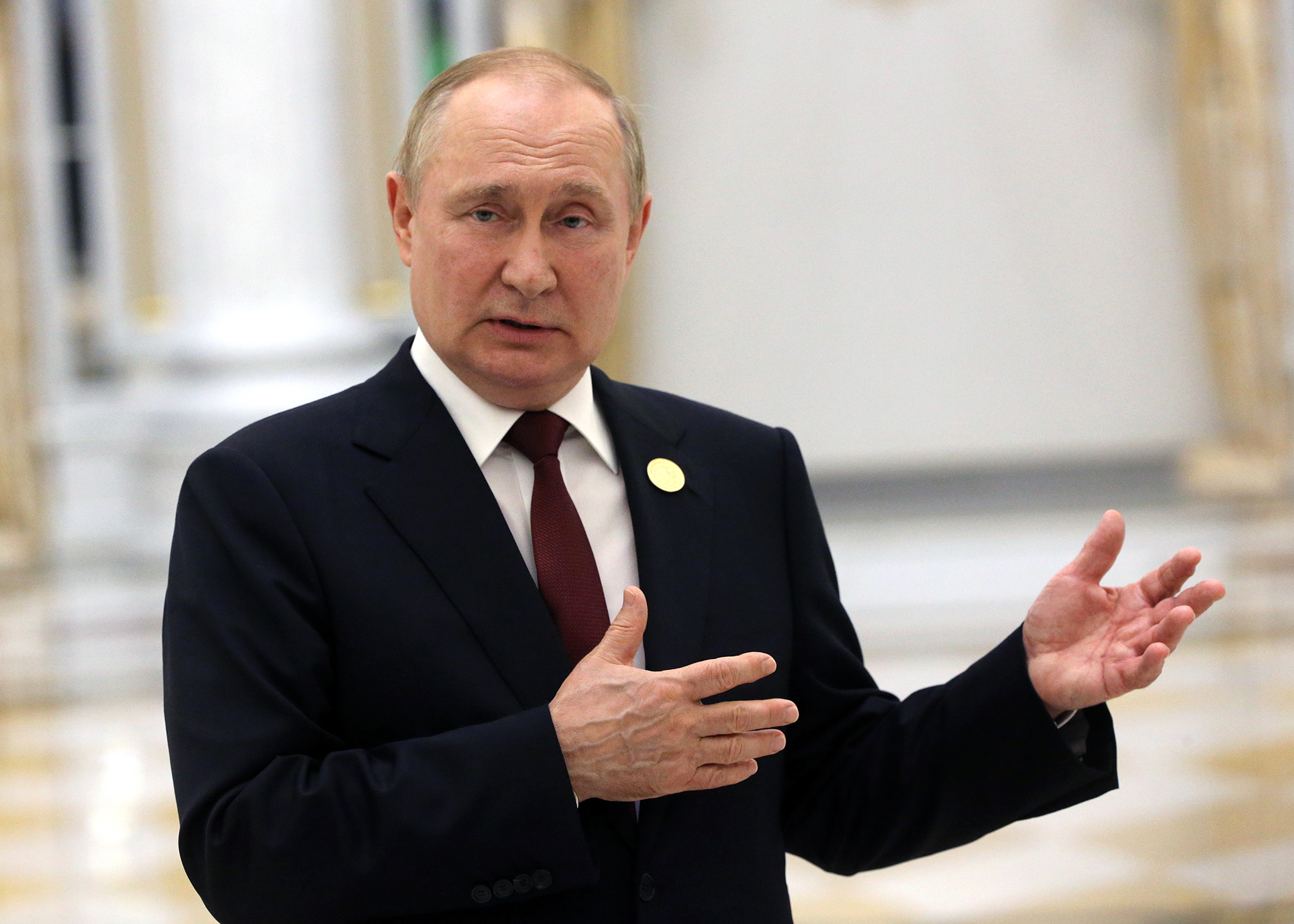 Russian President Vladimir Putin speaks during a press conference on June 29 in Ashgabat, Turkmenistan. 