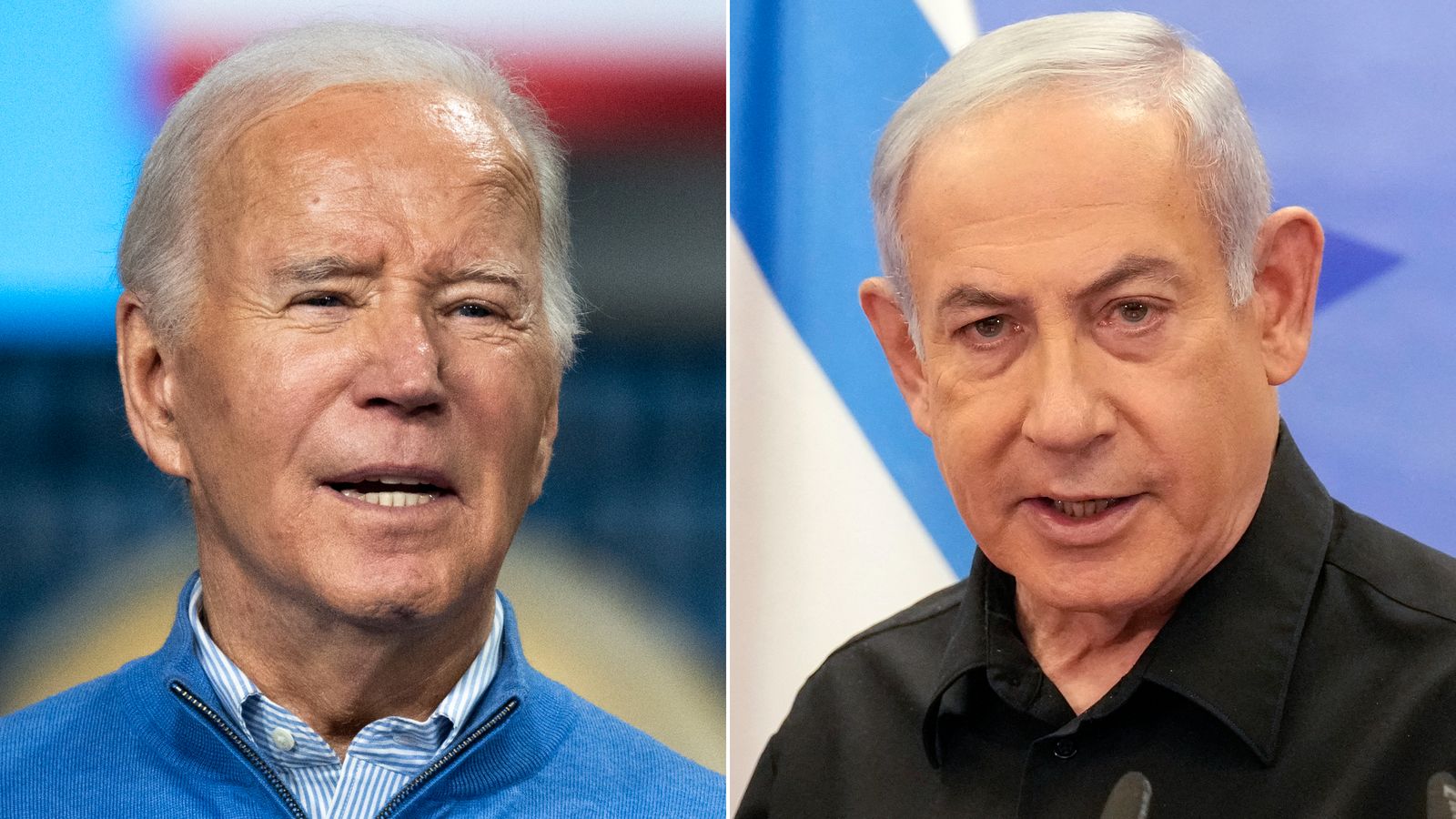 US President Joe Biden, left, and Israel Prime Minister Benjamin Netanyahu.