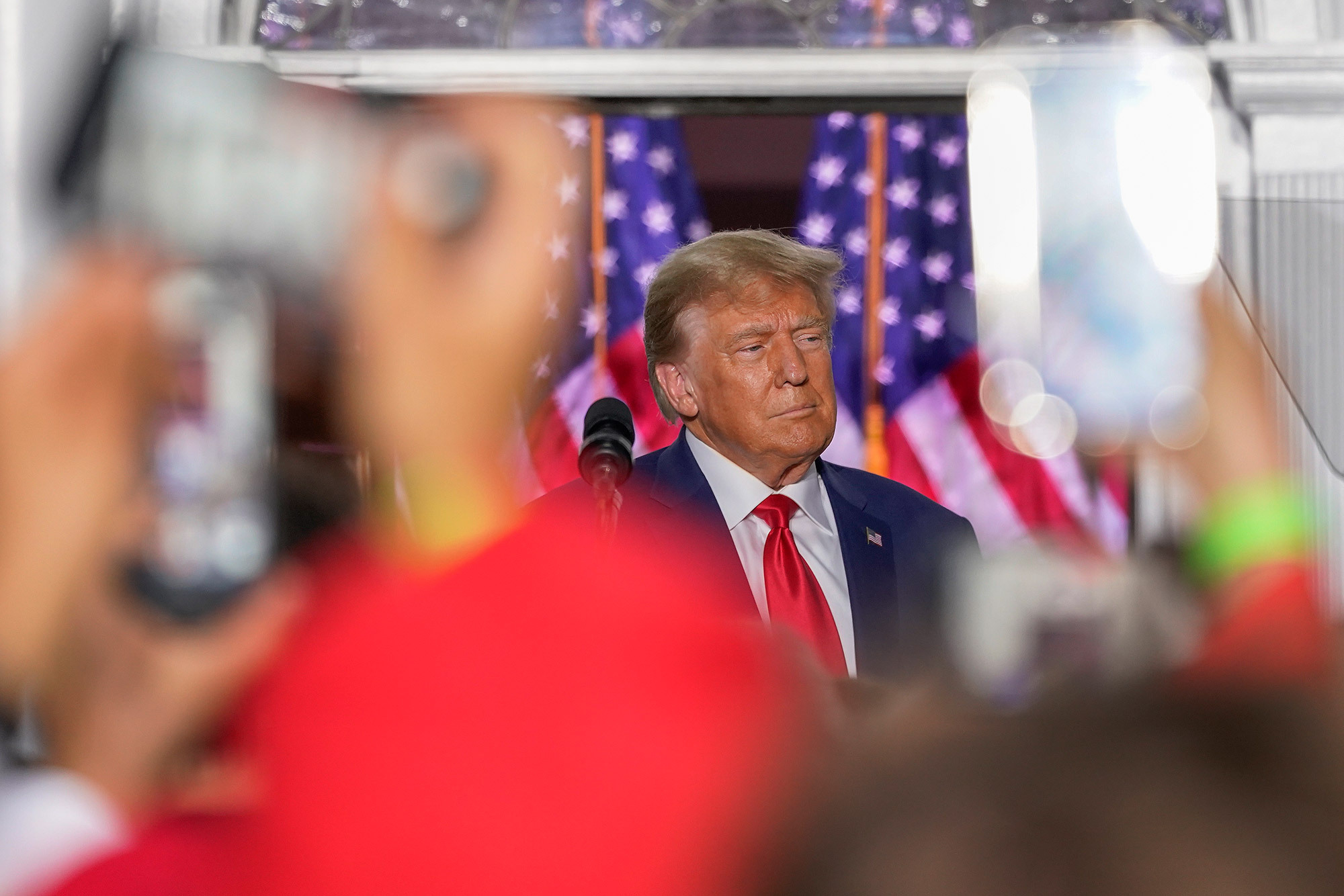 Trump speaks to supporters at his resort in Bedminster, New Jersey, on June 13, 2023. "This is called election interference and yet another attempt to rig and steal a presidential election," he said after slamming the administration of President Joe Biden. 