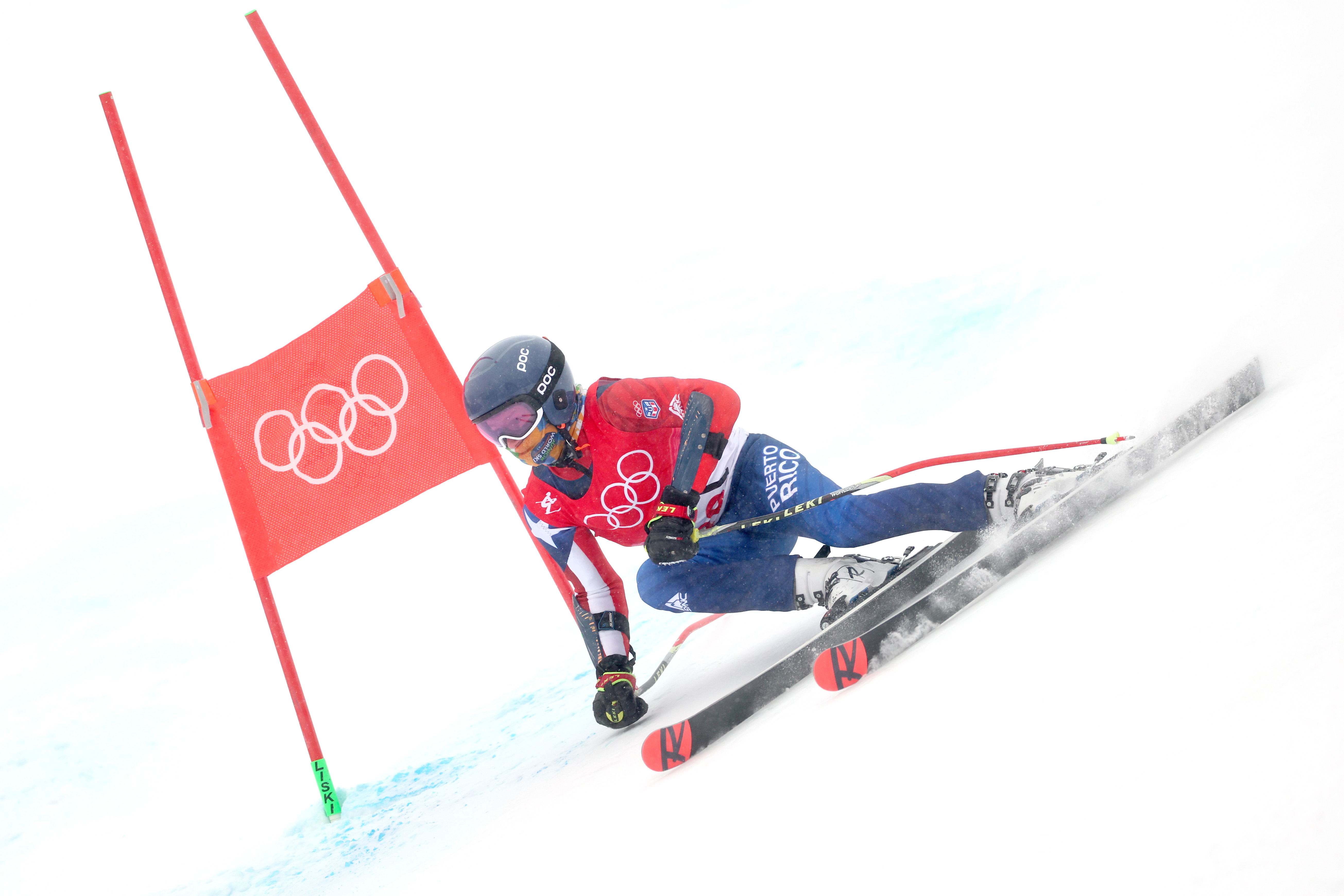 William C. Flaherty of Team Puerto Rico skis during the men's giant slalom on February 13.