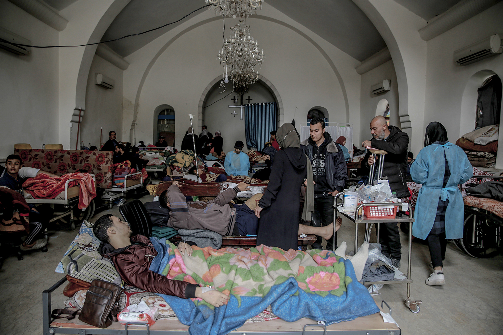 An interior view of St. Philip's Church in Gaza, on February 13.
