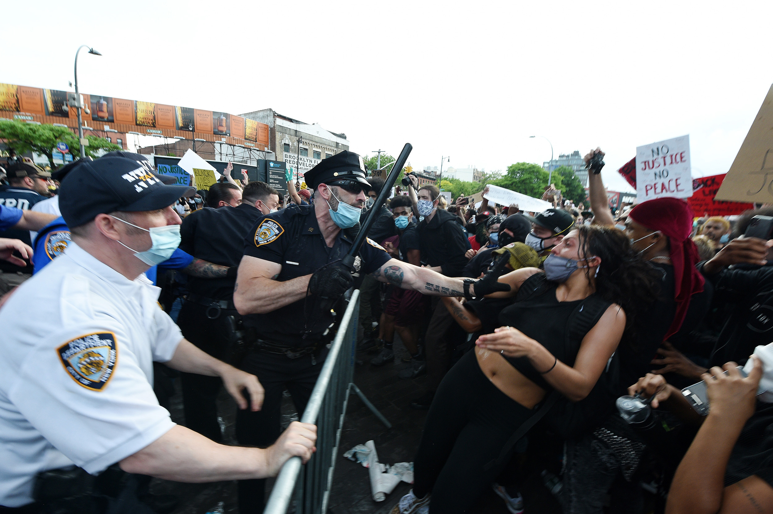 Protesters and police clash outside Barclays Center in Brooklyn