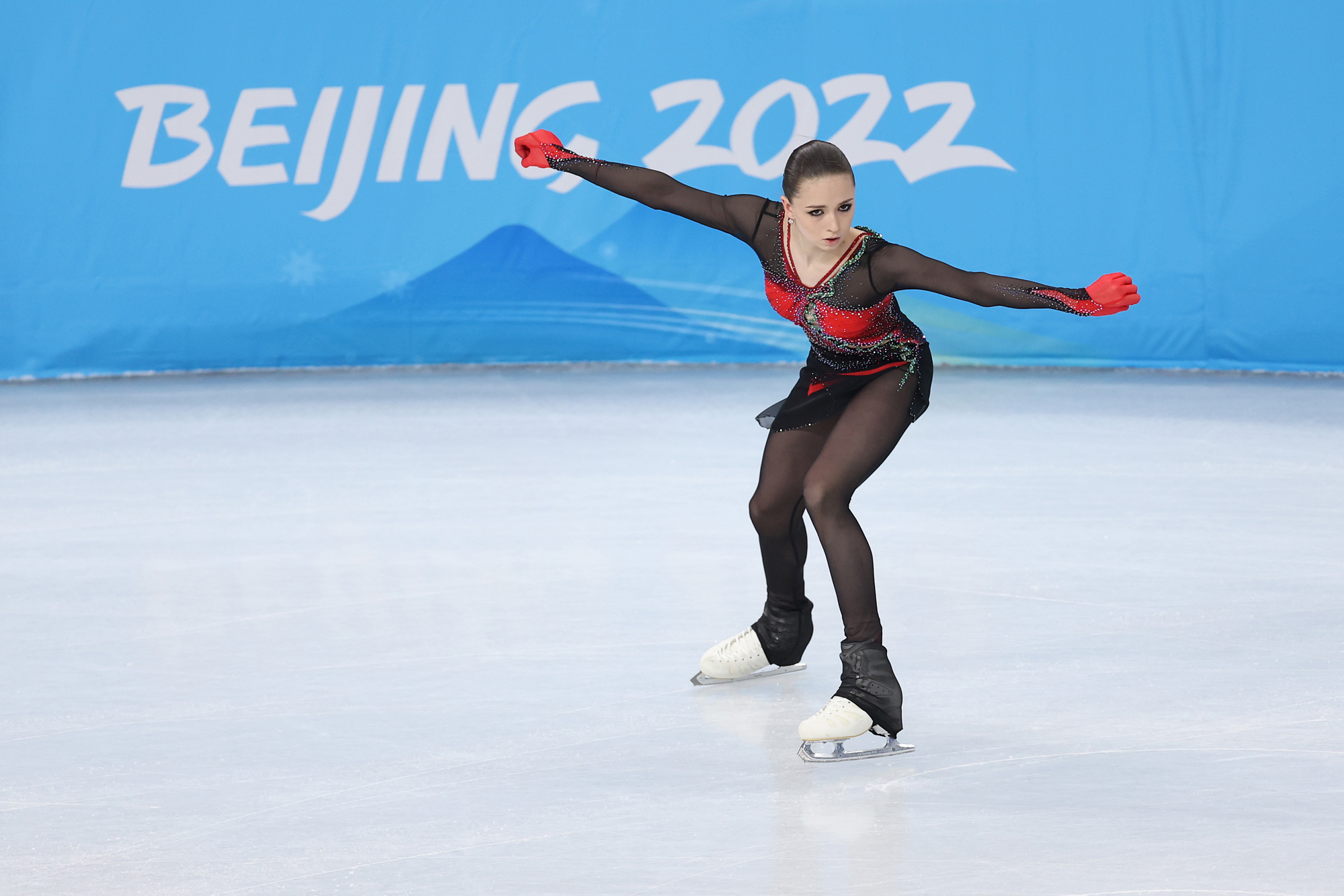 Russian figure skater Kamila Valieva competes in the team event on February 7.