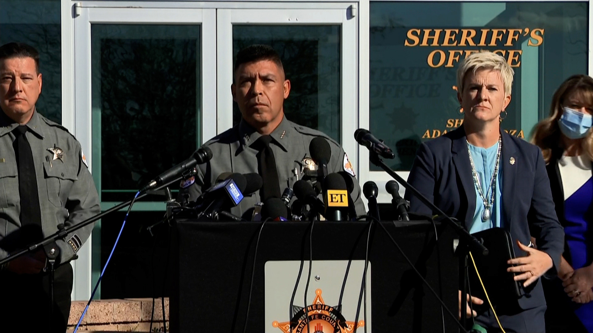 Santa Fe County Sheriff Adan Mendoza speaks during a press conference on Wednesday, October 27. 