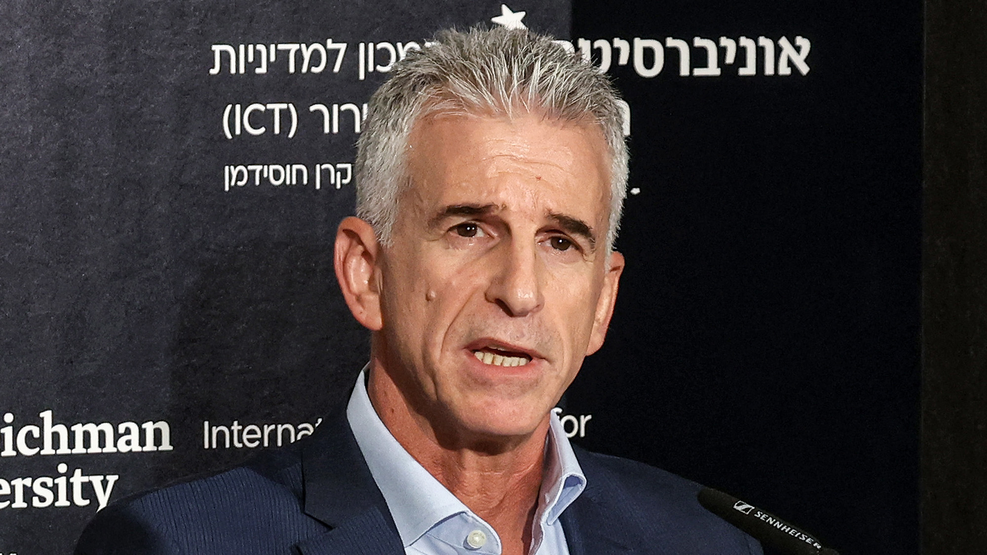 Israel's Mossad Director David Barnea speaks during the International Institute for Counter-Terrorism (ICT) World Summit in Herzliya, Israel, on September 10.