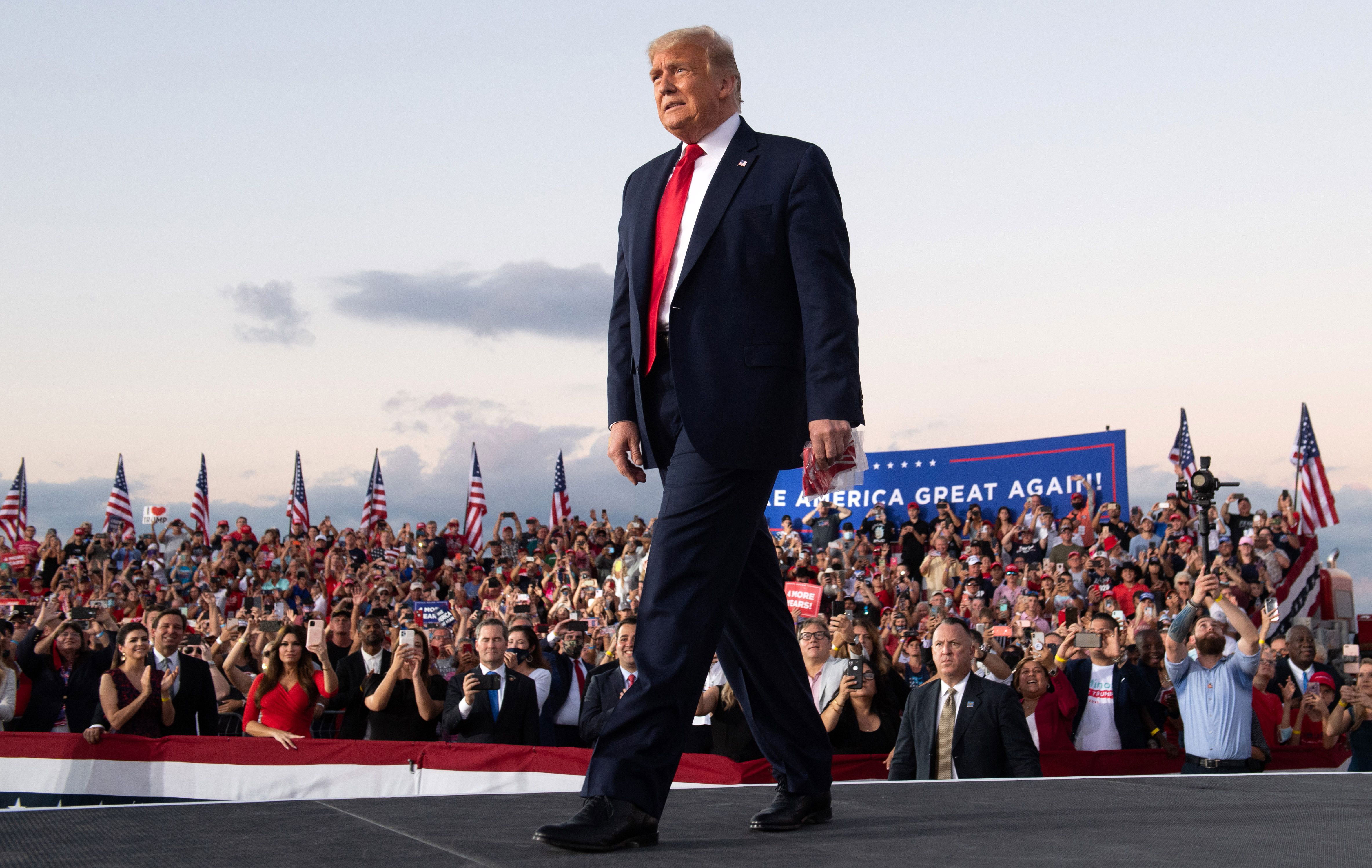 President Donald Trump holds a rally in Sanford, Florida, on October 12.