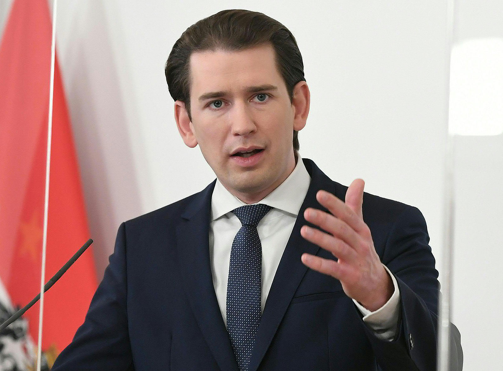 Austrian Chancellor Sebastian Kurz speaks at a press conference in Vienna on February 1.