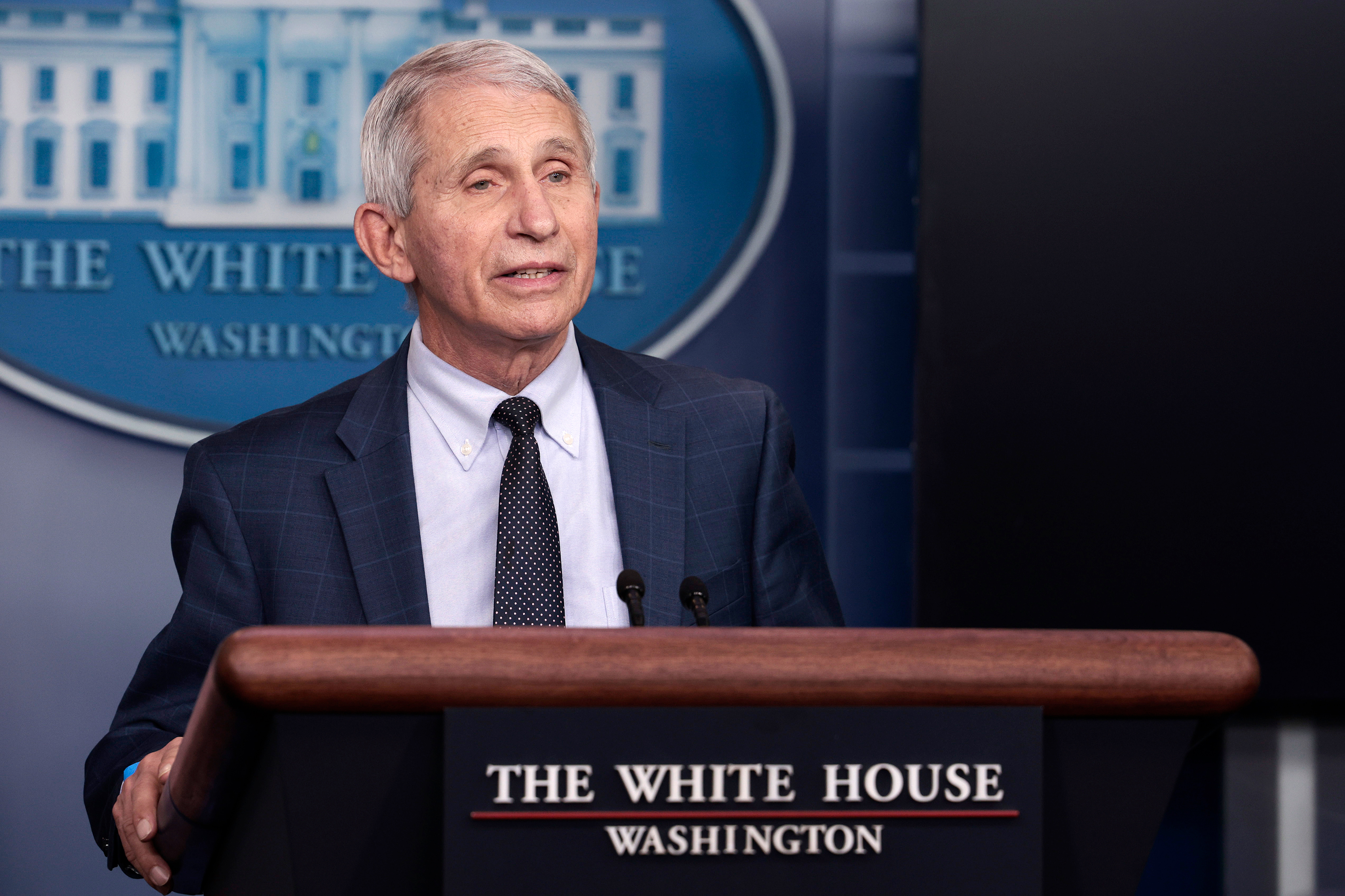 Dr. Anthony Fauci speaks during a briefing at the White House in Washington, DC, on December 1.