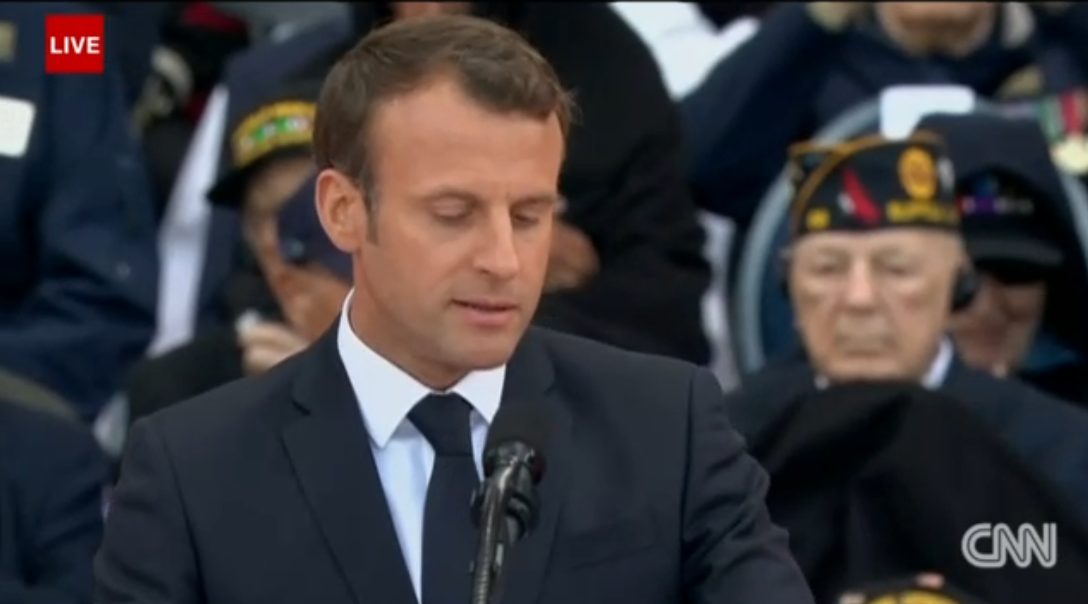 Macron delivers his remarks.