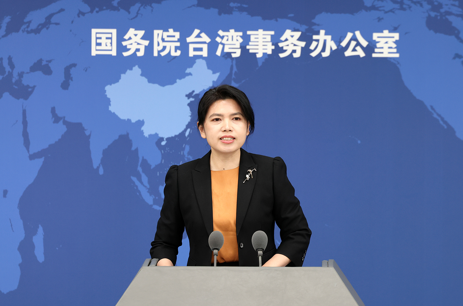 Zhu Fenglian speaks during a regular press conference on February 28, 2024 in Beijing, China. 