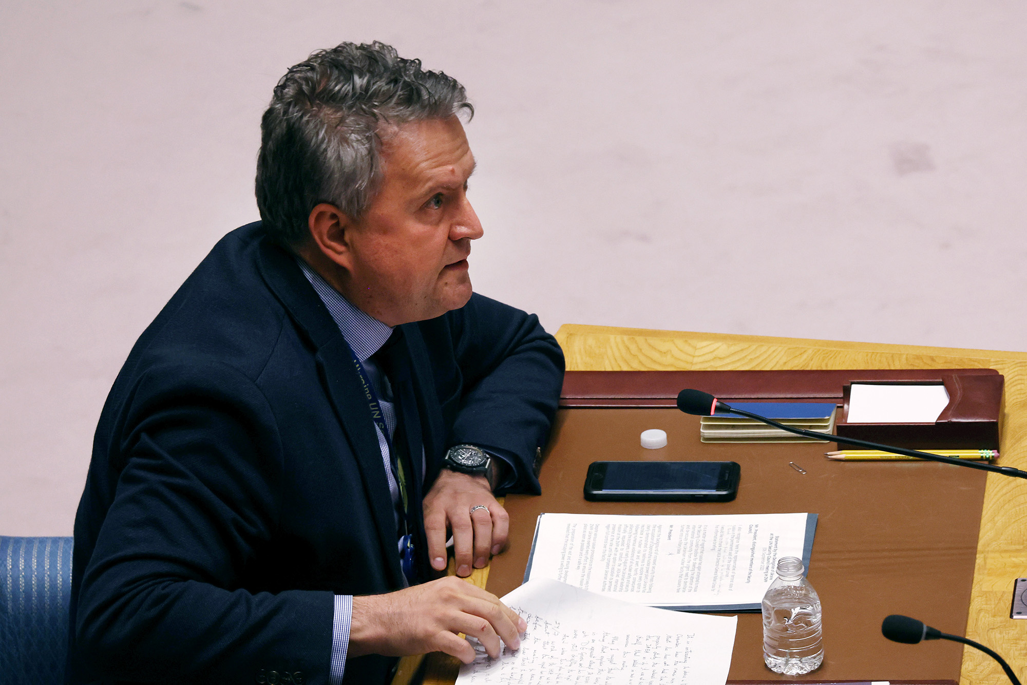 Ukrainian Ambassador to the United Nations Sergiy Kyslytsya attends a U.N. Security Council meeting on the situation at the Zaporizhzhia nuclear power plant in Ukraine at the United Nations Headquarters on September 6.