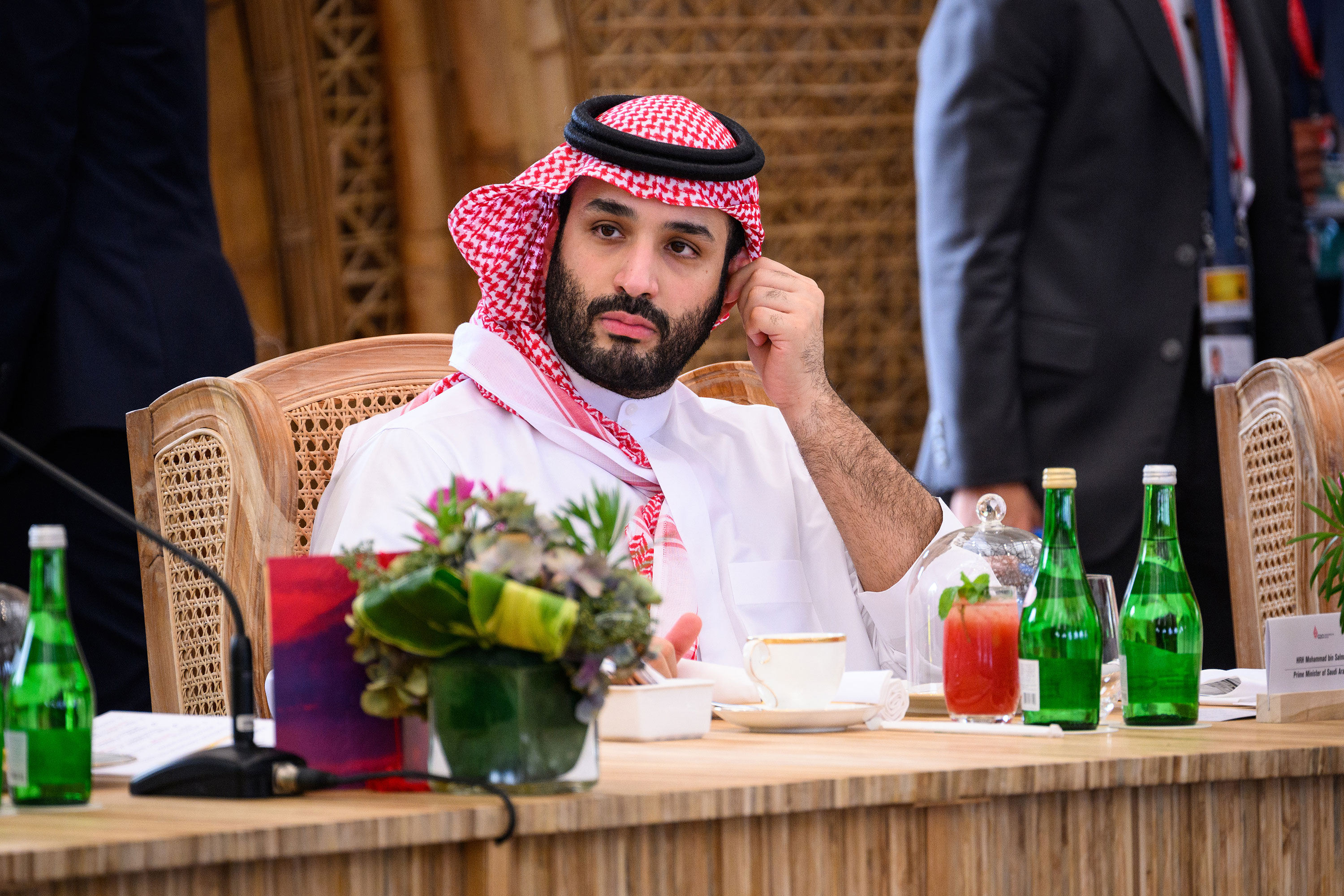Crown Prince Mohammed bin Salman of Saudi Arabia takes his seat ahead of a working lunch at the G20 Summit on November 15, 2022, in Nusa Dua, Indonesia.