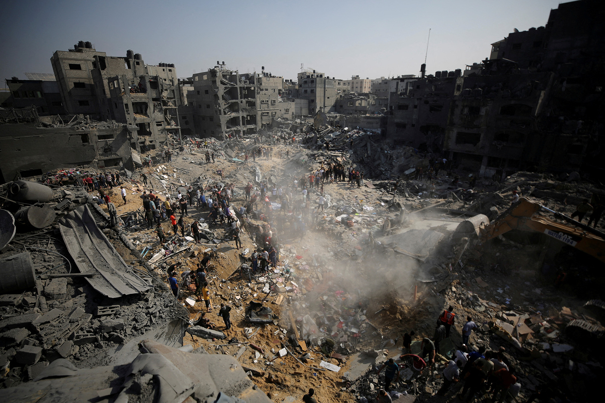 Palestinians search for casualties a day after Israeli strikes on houses in Jabalya refugee camp in Gaza, on November 1.