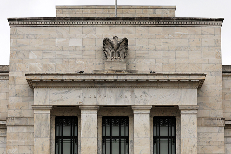 The exterior of the Federal Reserve Board building on March 13 in Washington, DC.