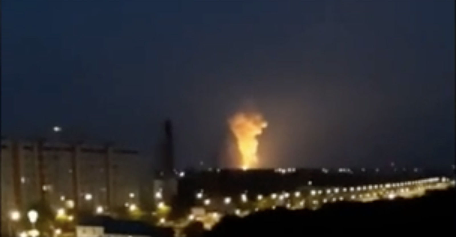 Video grab of a drone explosion at Yevpatoria military base, Crimea, on September 14.
