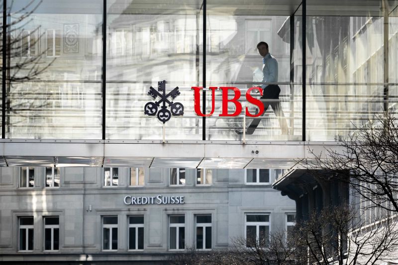 Swiss banks UBS and Credit Suisse are seen in Zurich, Switzerland, on March 20.