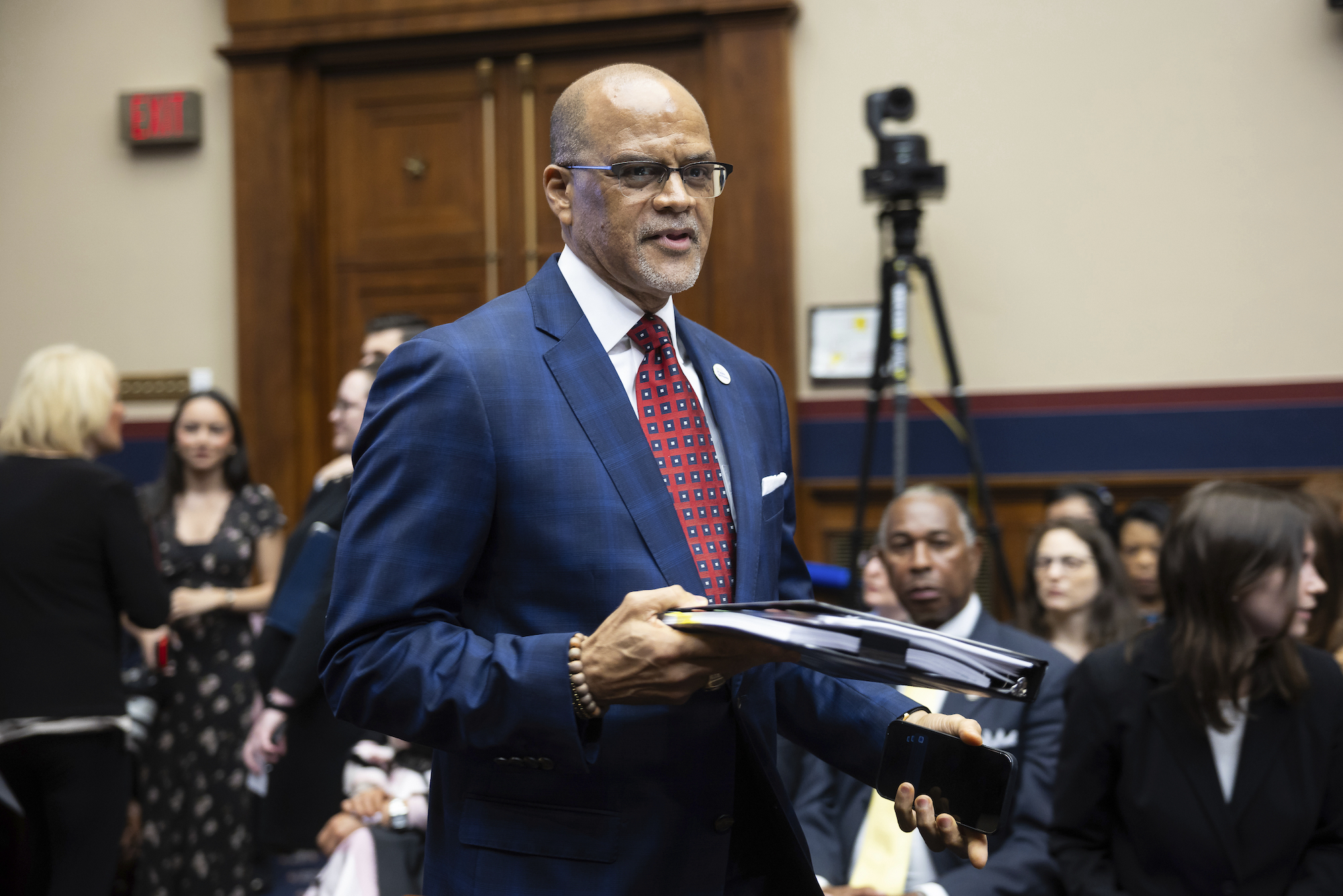 New York City Public Schools Chancellor David Banks arrives to testify before a House Education and Workforce subcommittee on Capitol Hill on Wednesday.