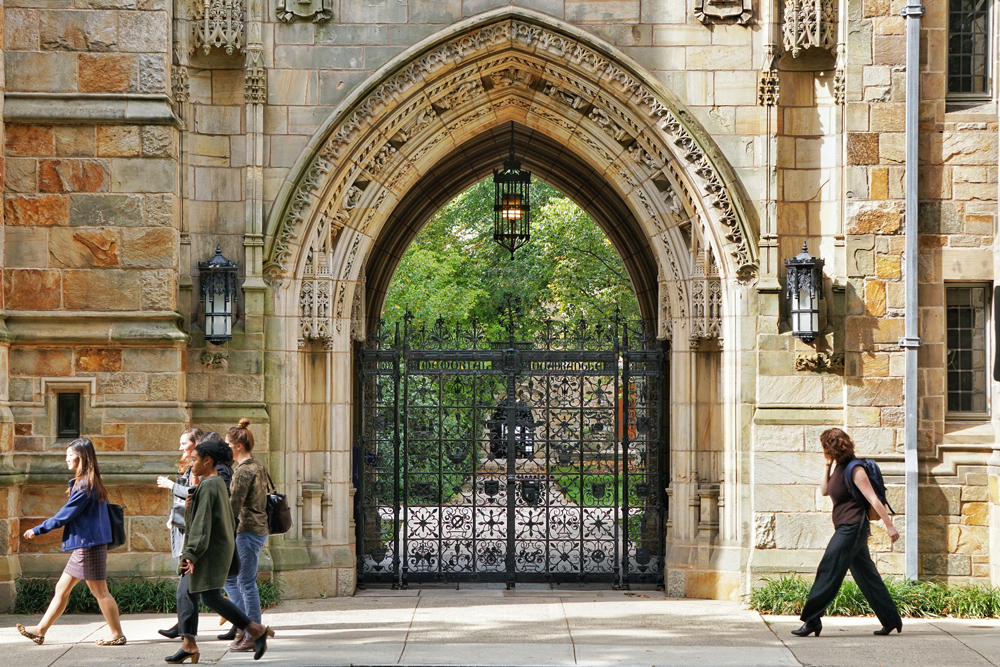 In this file photo, students walk near Yale University in New Haven, Connecticut.