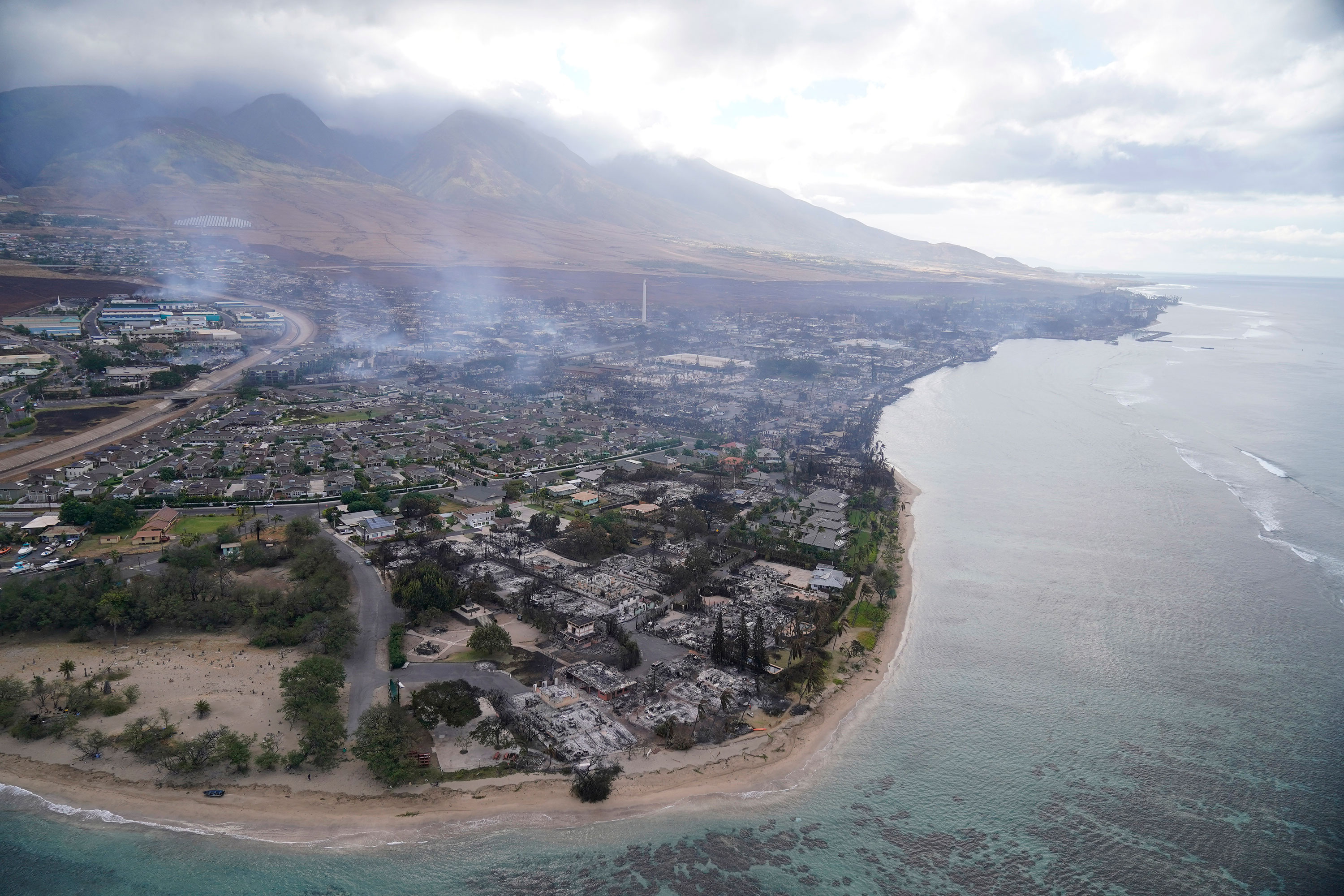 Burned out homes and buildings  in Lahaina, Hawaii, are seen on Thursday.