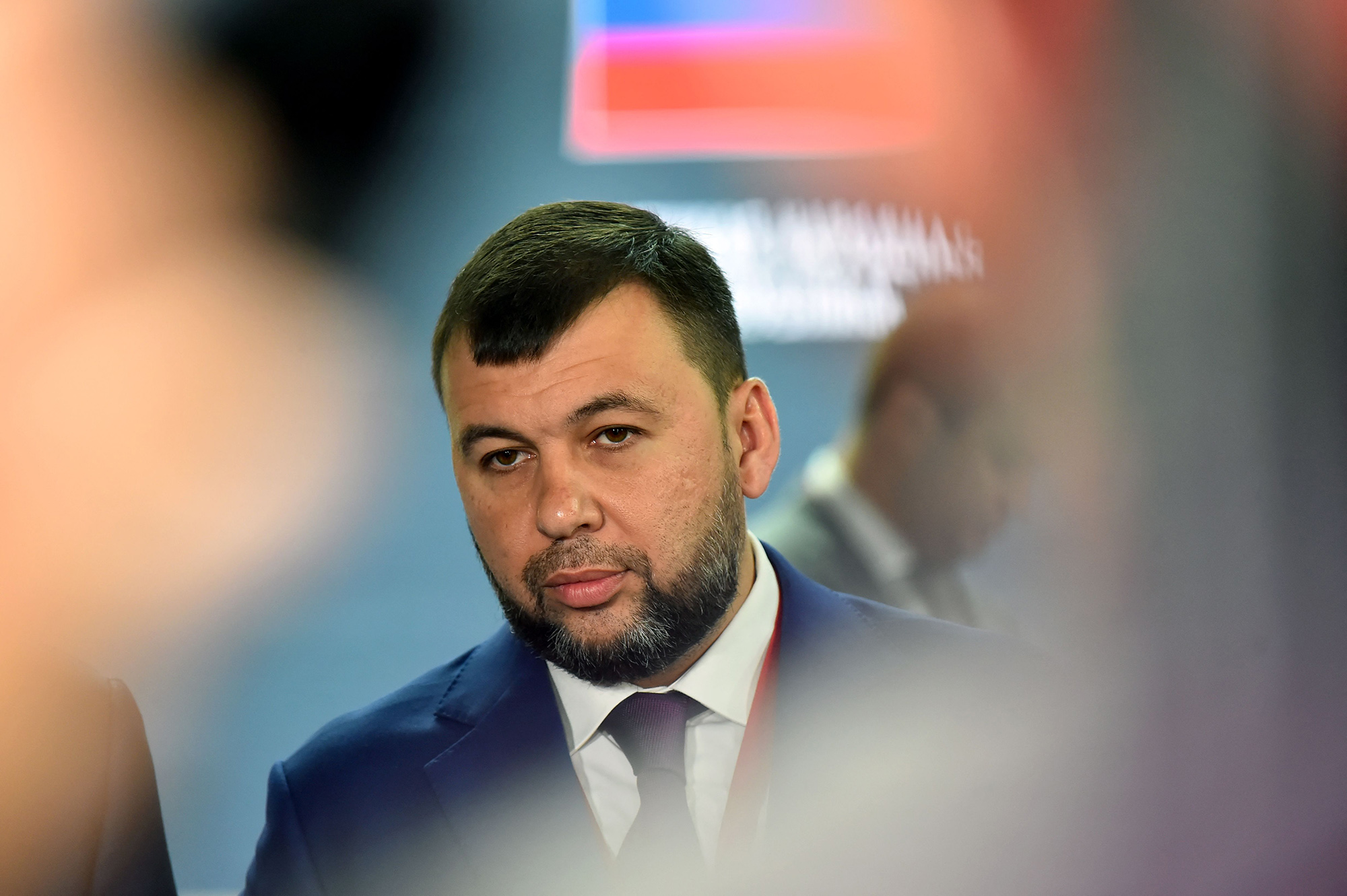 Denis Pushilin, the leader of the separatist Donetsk region, attends the Saint Petersburg International Economic Forum (SPIEF) in Saint Petersburg, Russia, on June 16.