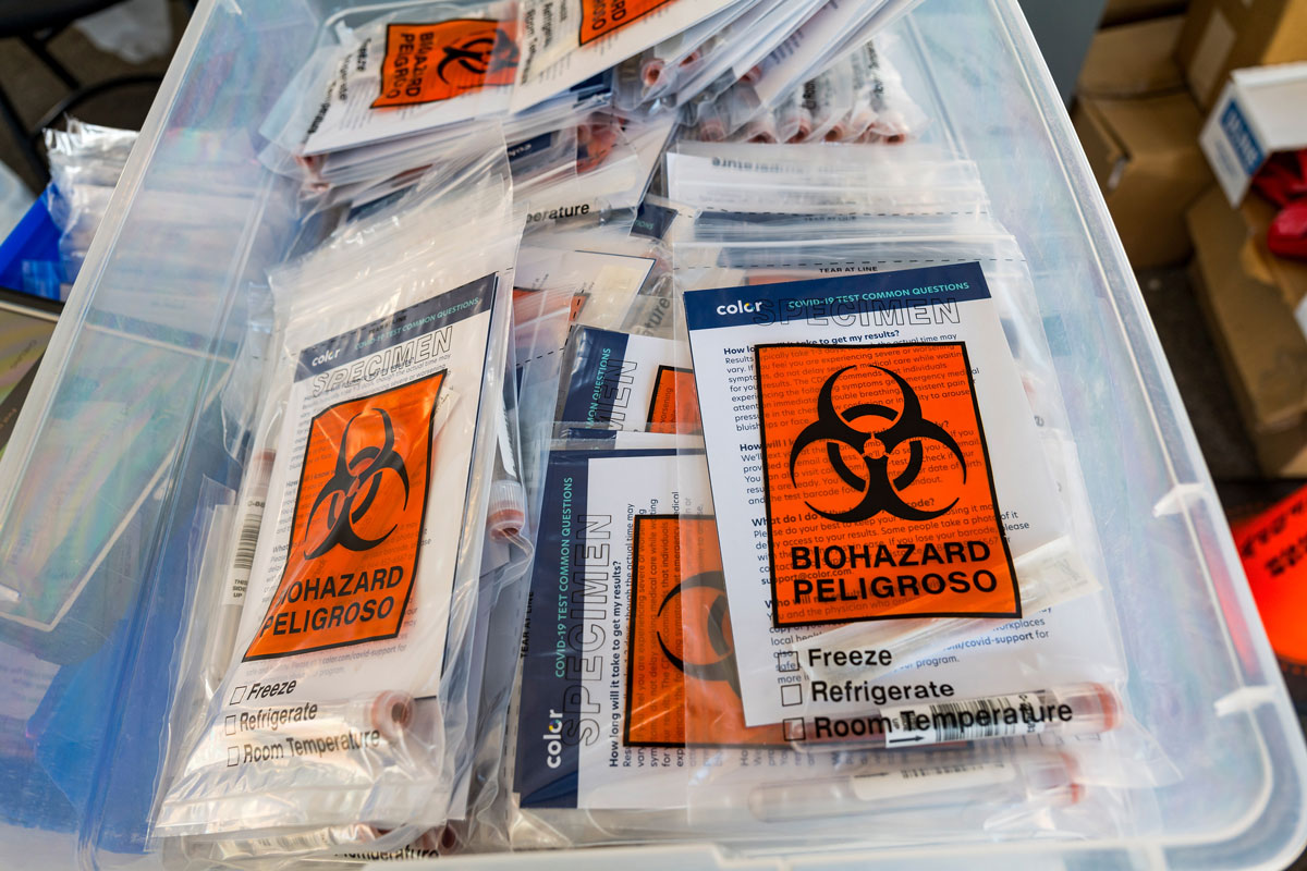 Specimen bags at a Covid-19 testing site in San Francisco, California, on December 1.
