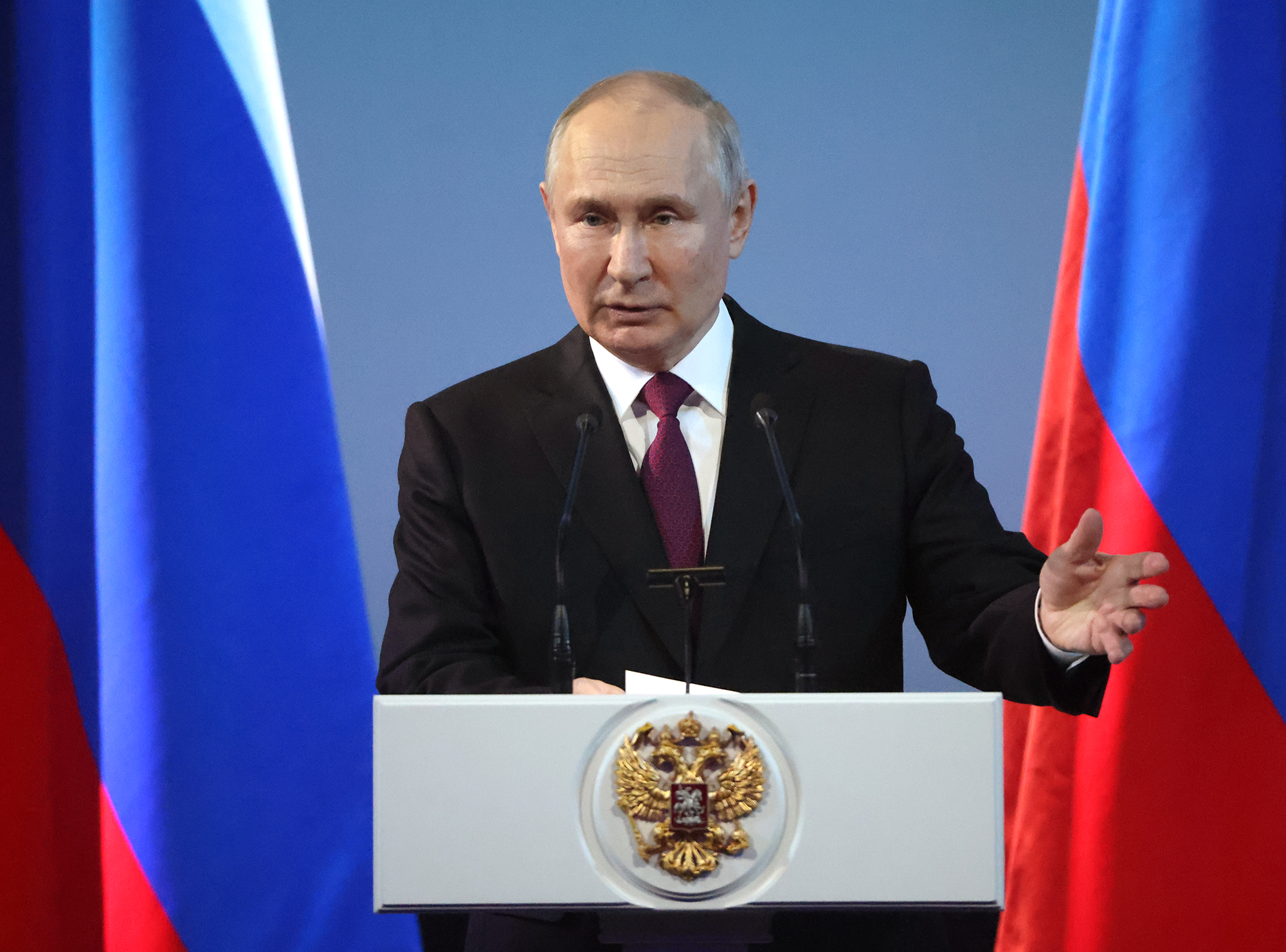 Russian President Vladimir Putin attends an event in Moscow, on April 12. 