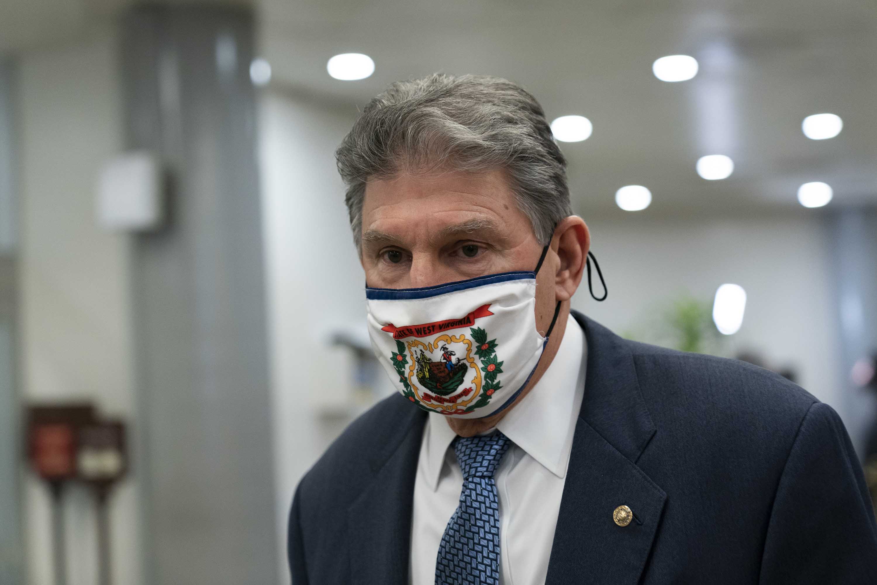 Sen. Joe Manchin is pictured at Capitol Hill in Washington on February 13. 