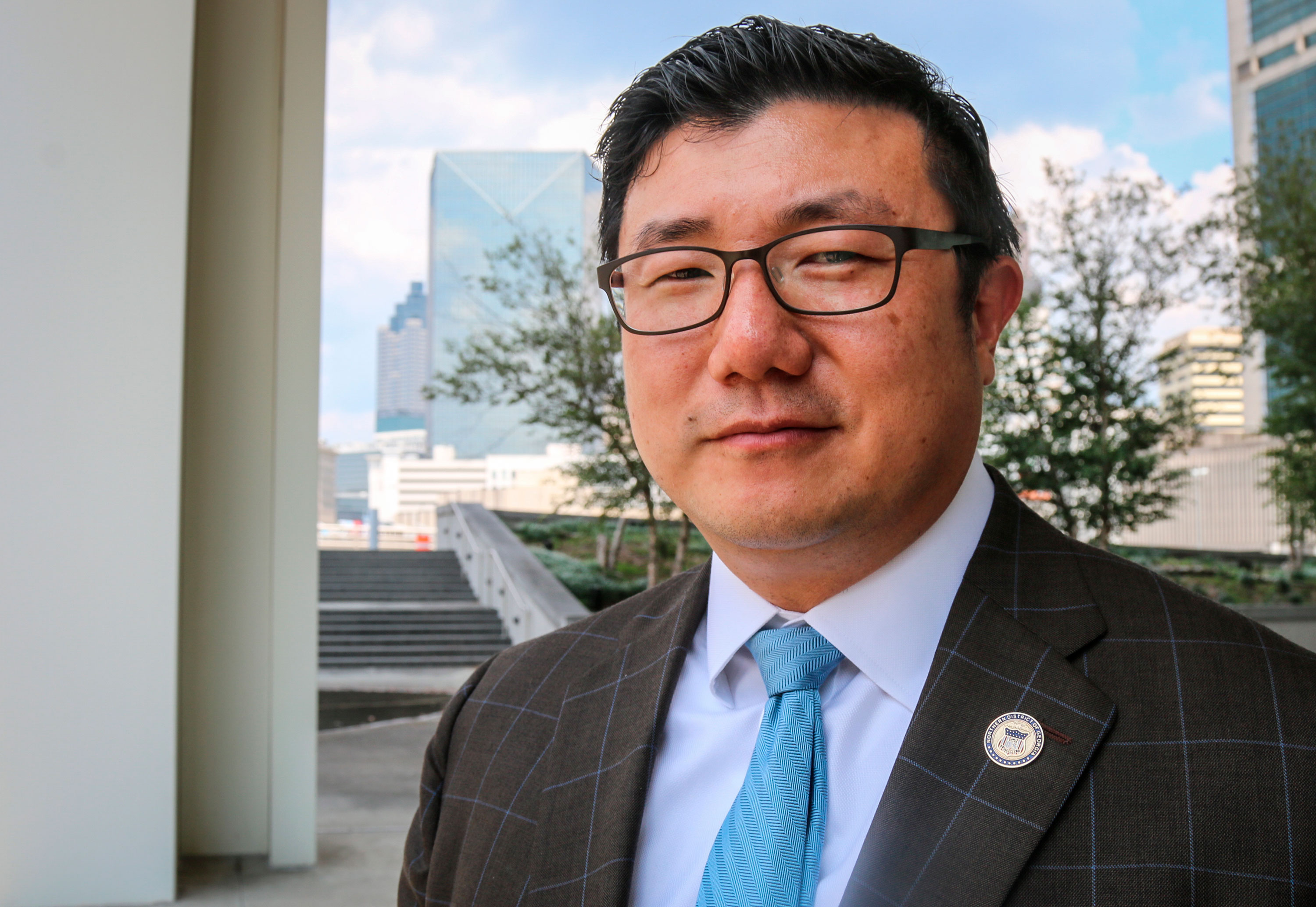 Former US attorney for the North District of Georgia Byung "BJay" Pak is seen following a news conference in Atlanta in 2019.