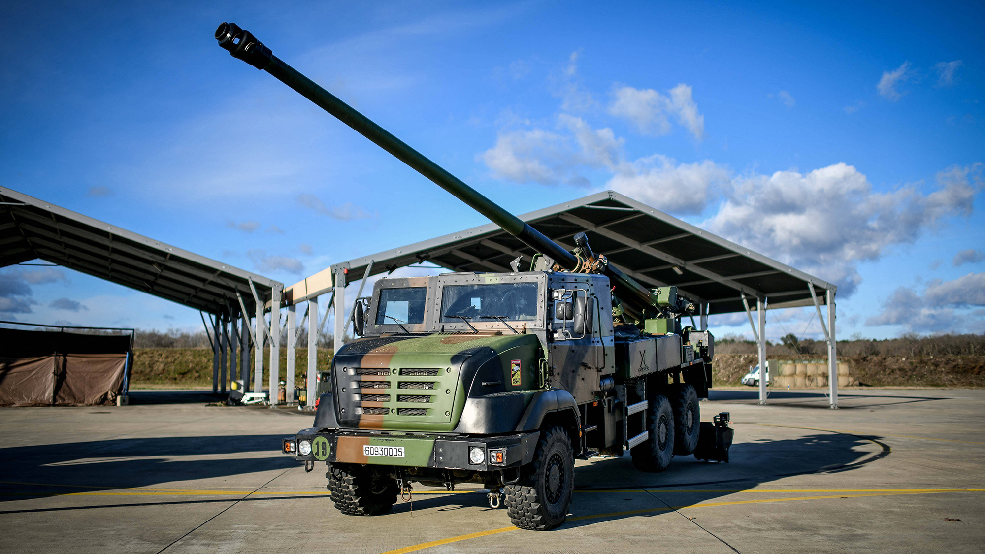A Caesar self-propelled howitzer at military base 118 in Mon-de-Marsan, France, on January 20.
