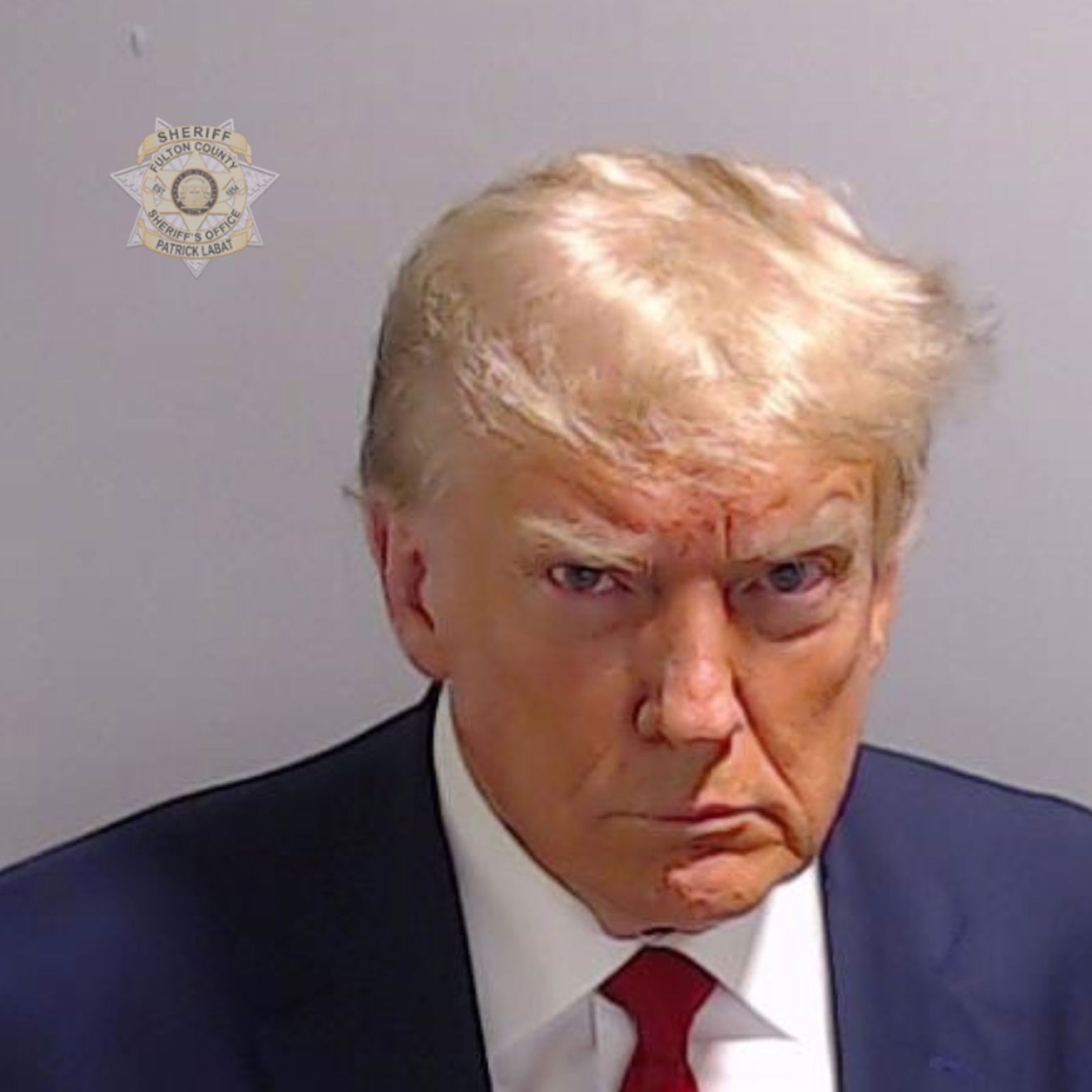 Former President Donald Trump's booking photo taken at the Fulton County Sheriff's Office on Thursday, August 24, 2023. 