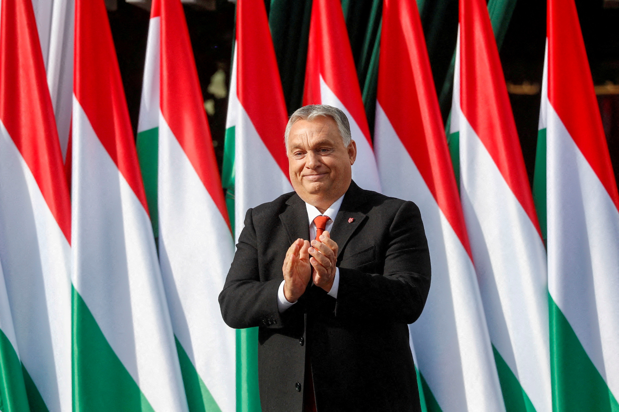 Hungarian Prime Minister Viktor Orban in Zalaegerszeg, Hungary, on October 23.