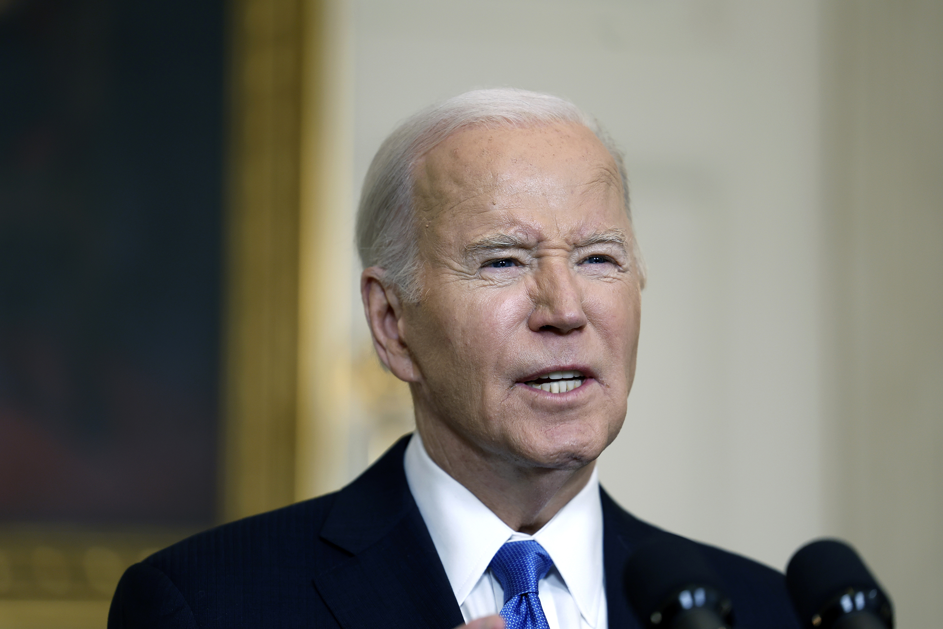 US President Joe Biden speaks at the White House on February 13, in Washington, DC.