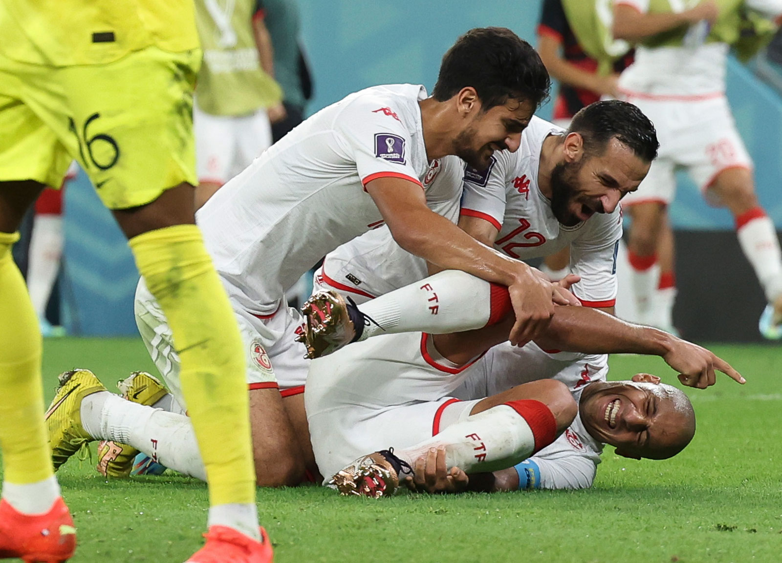 Wahbi Khazri of Tunisia celebrates after scoring a goal against France on Wednesday.