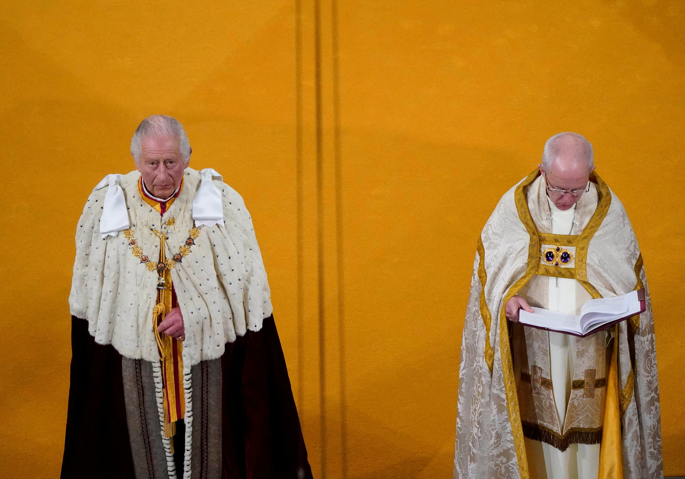 King Charles III and the Archbishop of Canterbury Justin Welby during the coronation ceremony.