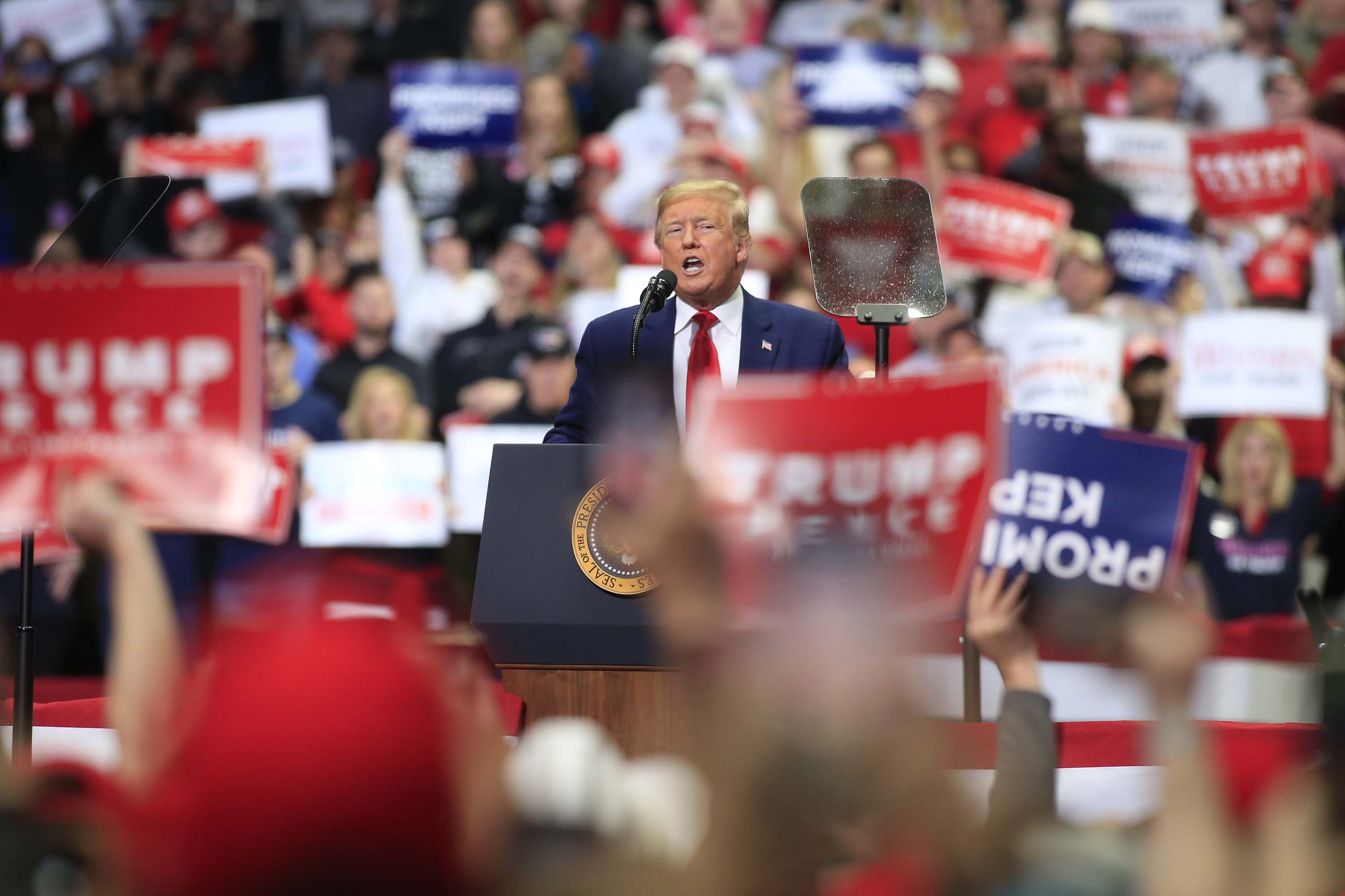 President Trump speaks to supporters during a rally on March 2, in Charlotte, North Carolina.