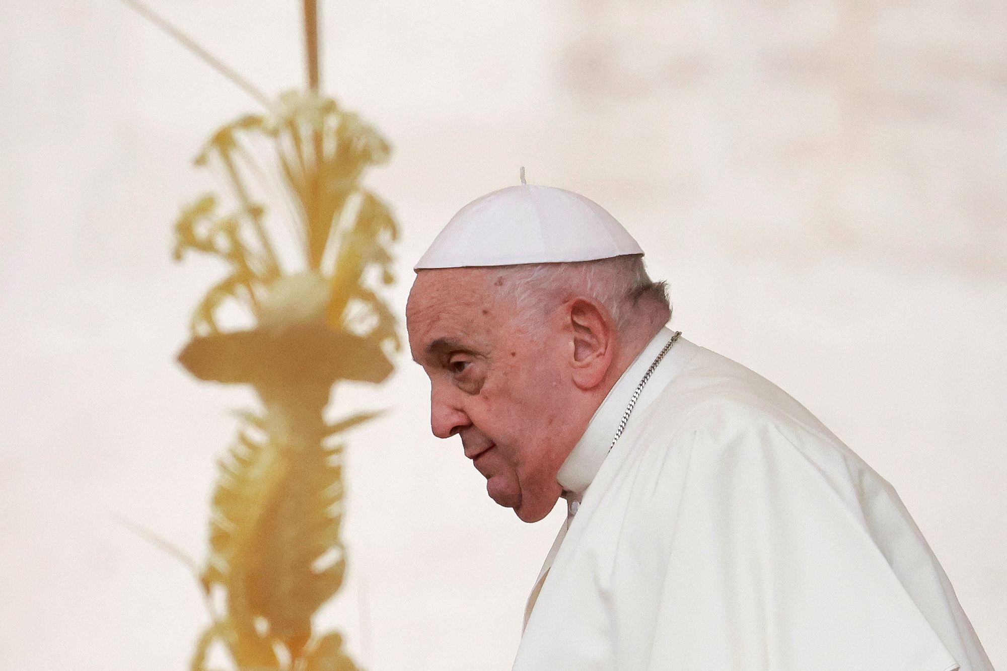 Pope Francis attends the Palm Sunday Mass in the Vatican, on March 24. 