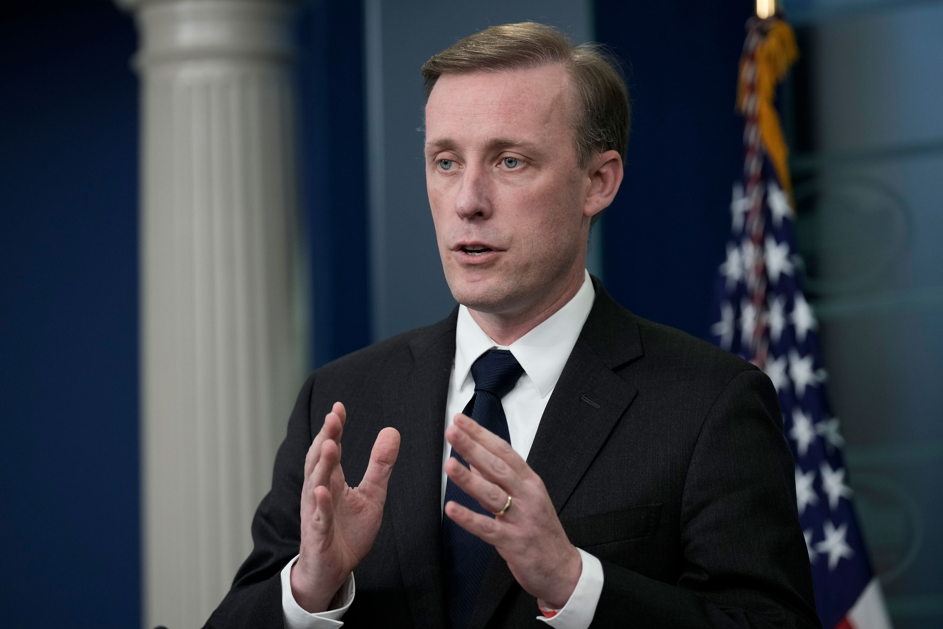 National Security Advisor Jake Sullivan speaks during the daily press briefing at the White House on December 12, 2022 in Washington, DC.