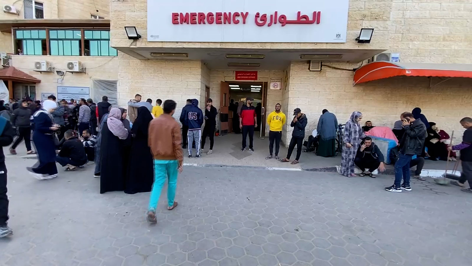 The scene outside the Al Aqsa Martyrs hospital on December 9.
