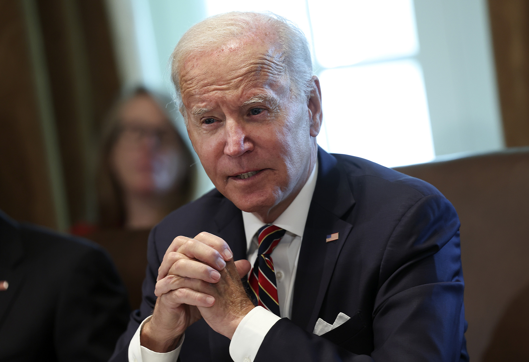 US President Joe Biden delivers remarks during a Cabinet Meeting at the White House on September 6.