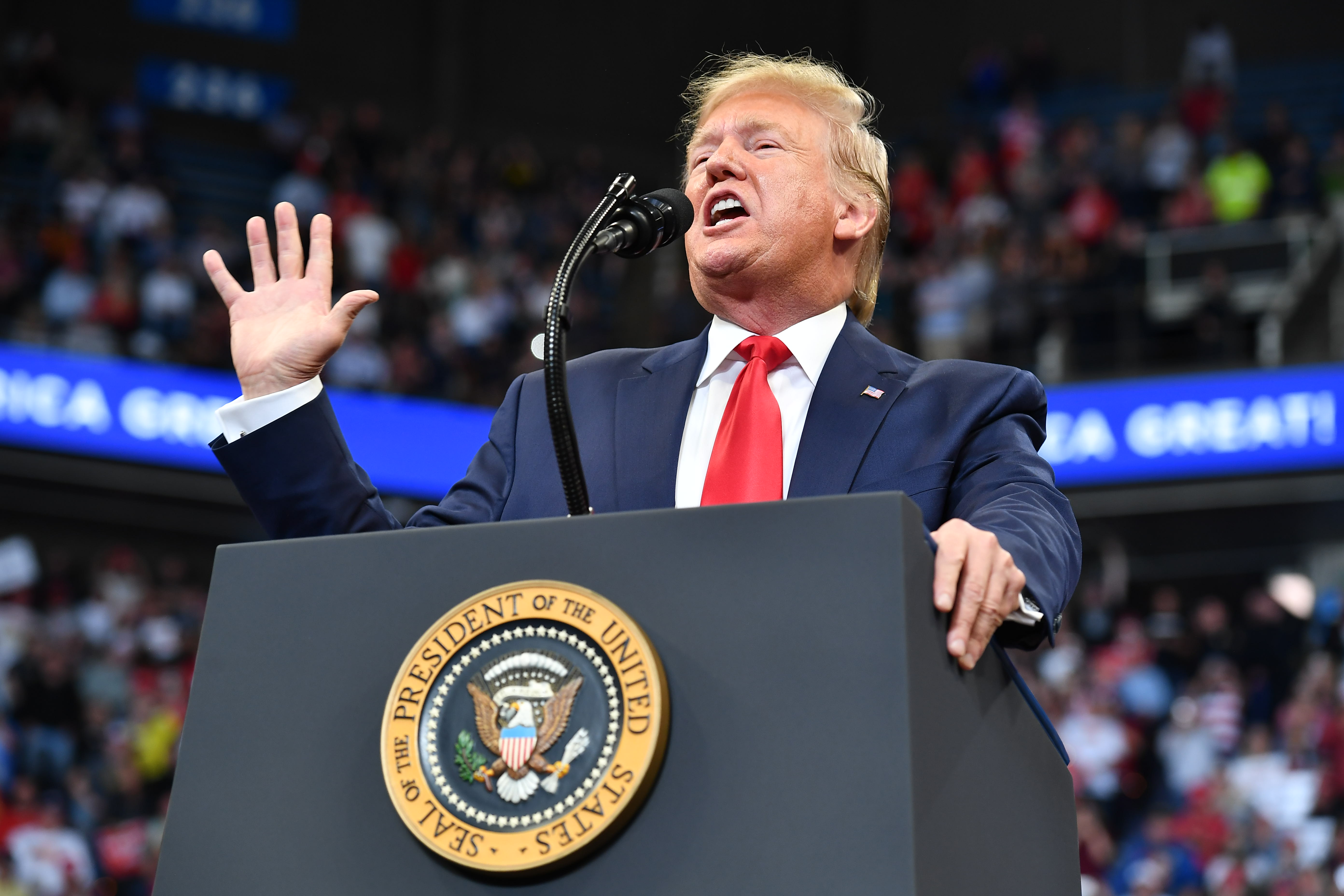 President Trump speaks during a rally at Rupp Arena in Lexington, Kentucky, on Nov. 4. 