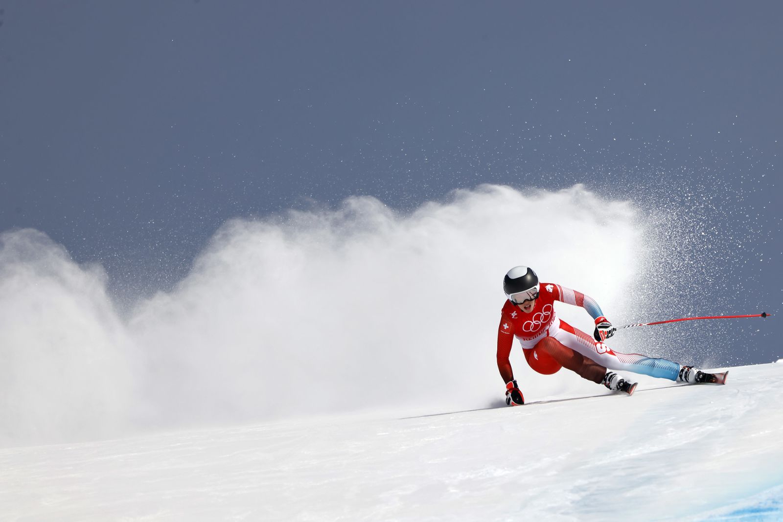 Swiss skier Michelle Gisin competes in the downhill portion of the combined event, which she won for the second straight Olympics. Gisin was twelfth after the downhill but dominated in the slalom to move into first.