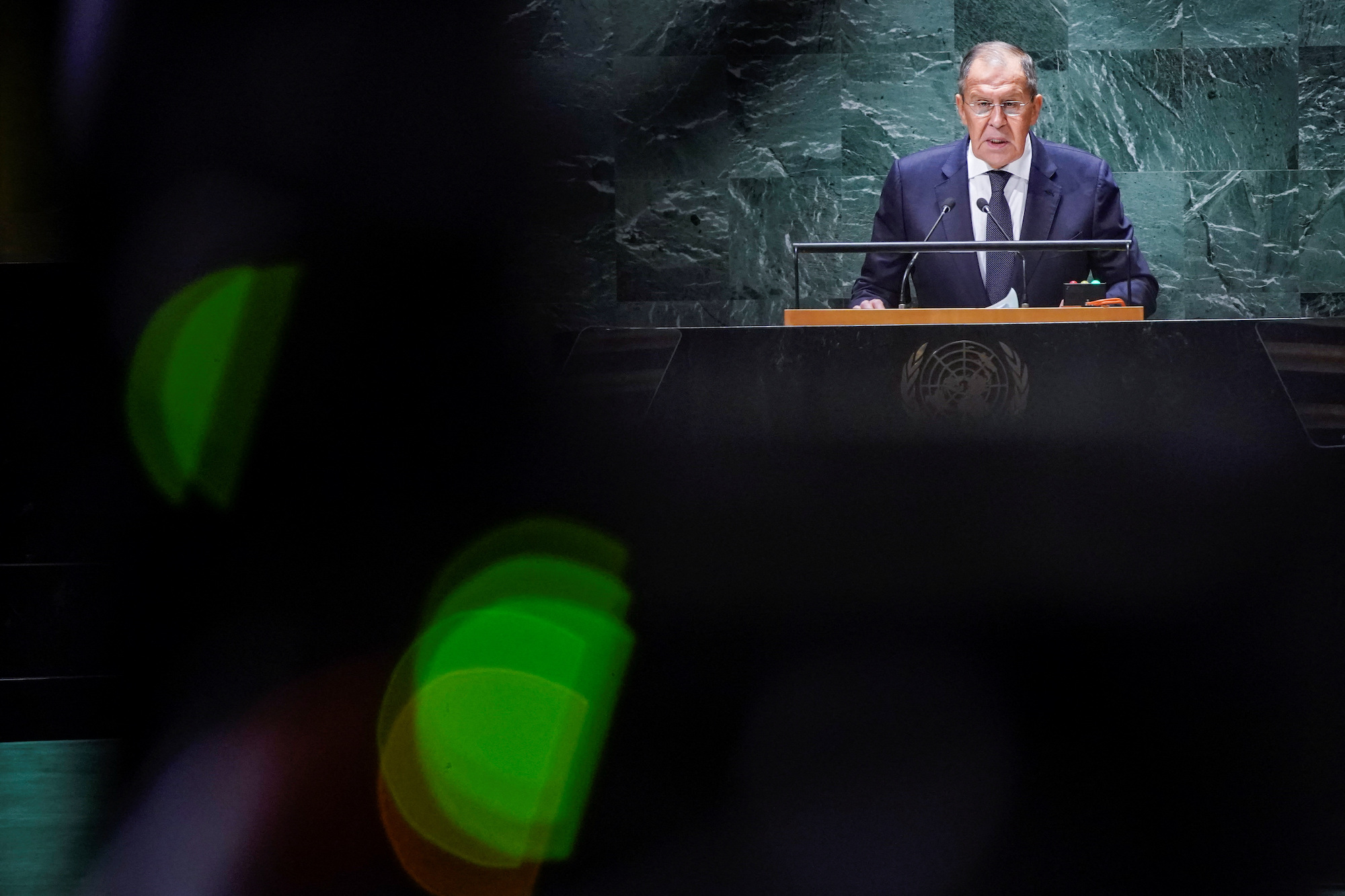 Russia's Foreign Minister Sergei Lavrov addresses the UN General Assembly in New York City on Saturday.