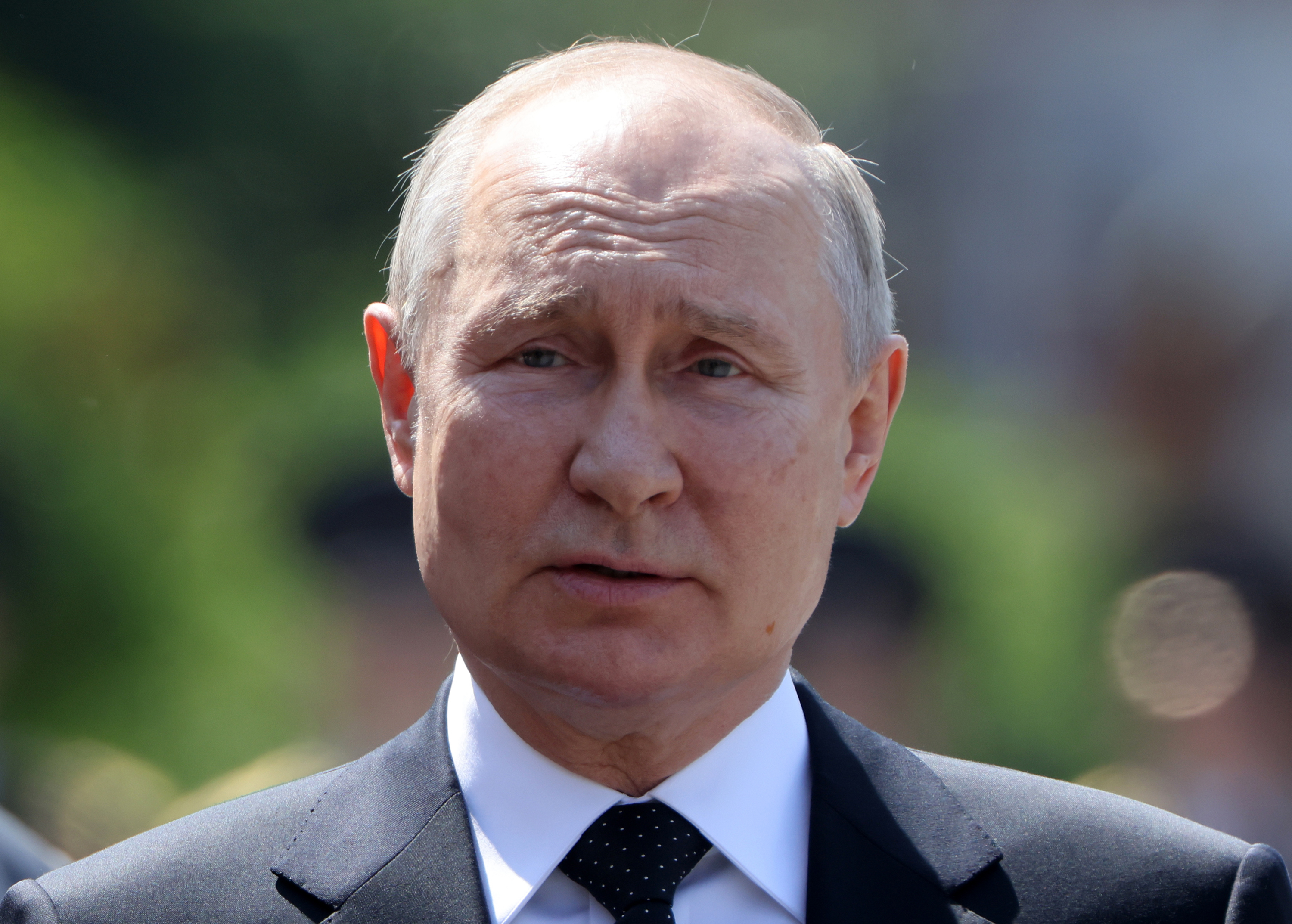 Russian President Vladimir Putin is seen during a ceremony, marking the Day of Remembrance and Sorrow, June 22, in Moscow.
