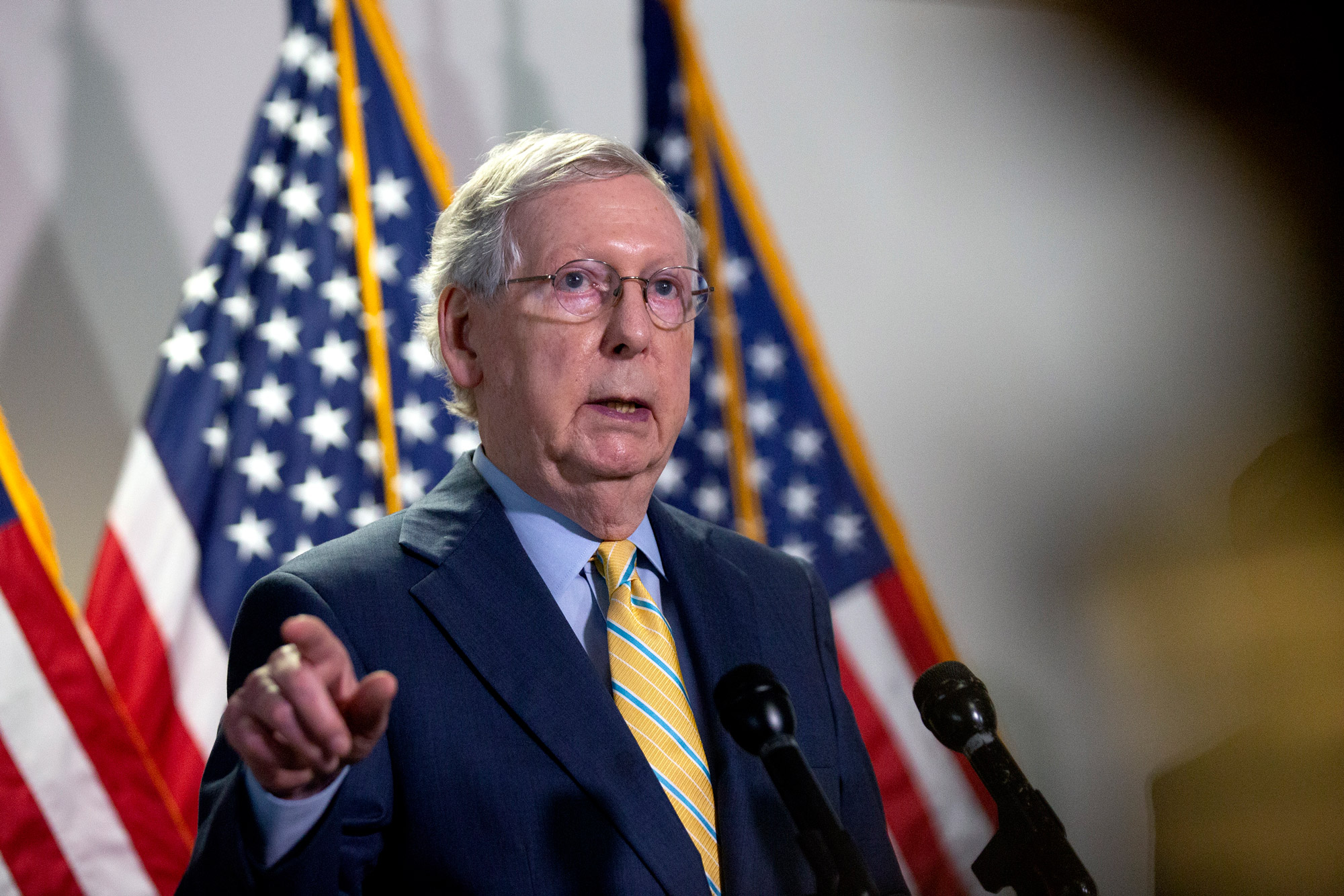 Senate Majority Leader Mitch McConnell speaks during a press conference in the Hart Senate Office Building on June 30 in Washington, DC. 