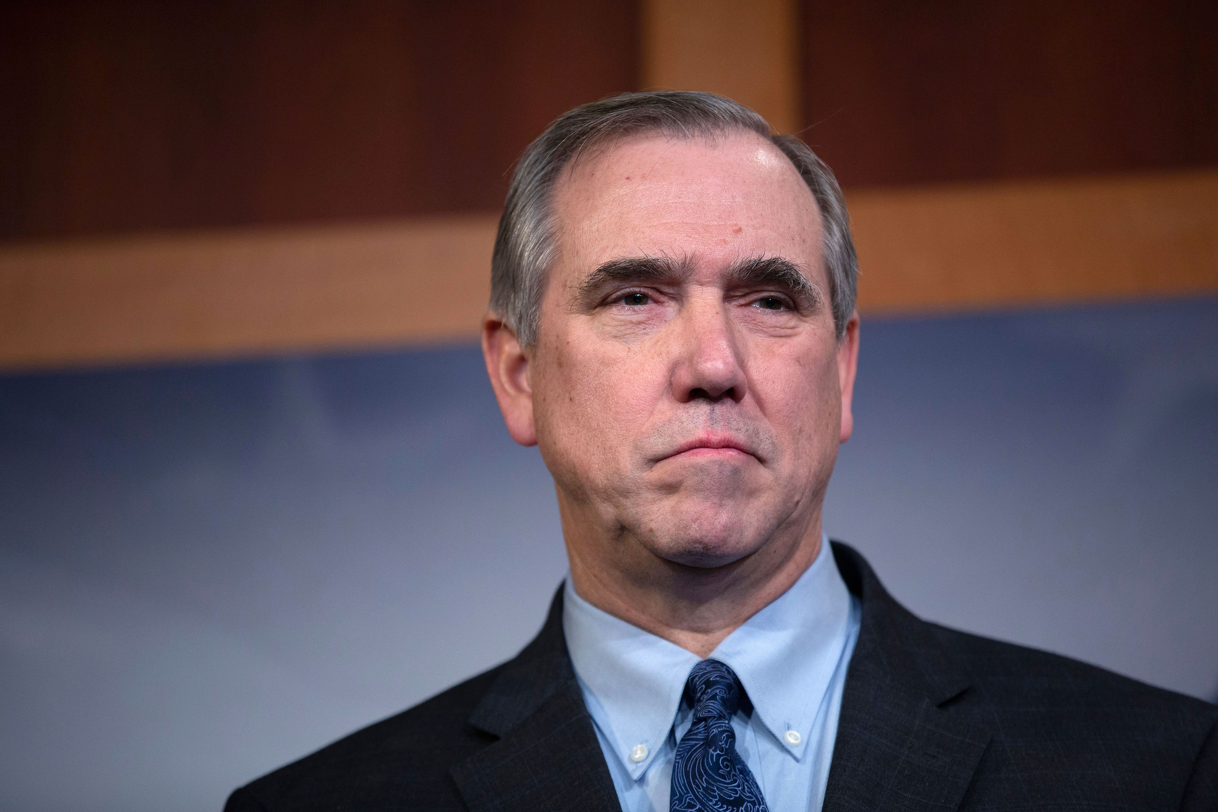 Sen. Jeff Merkley attends a press conference at the Capitol on January 25, 2020.